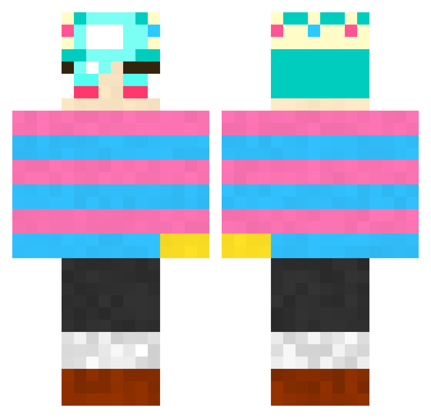 qilechu Minecraft skin, front and back view