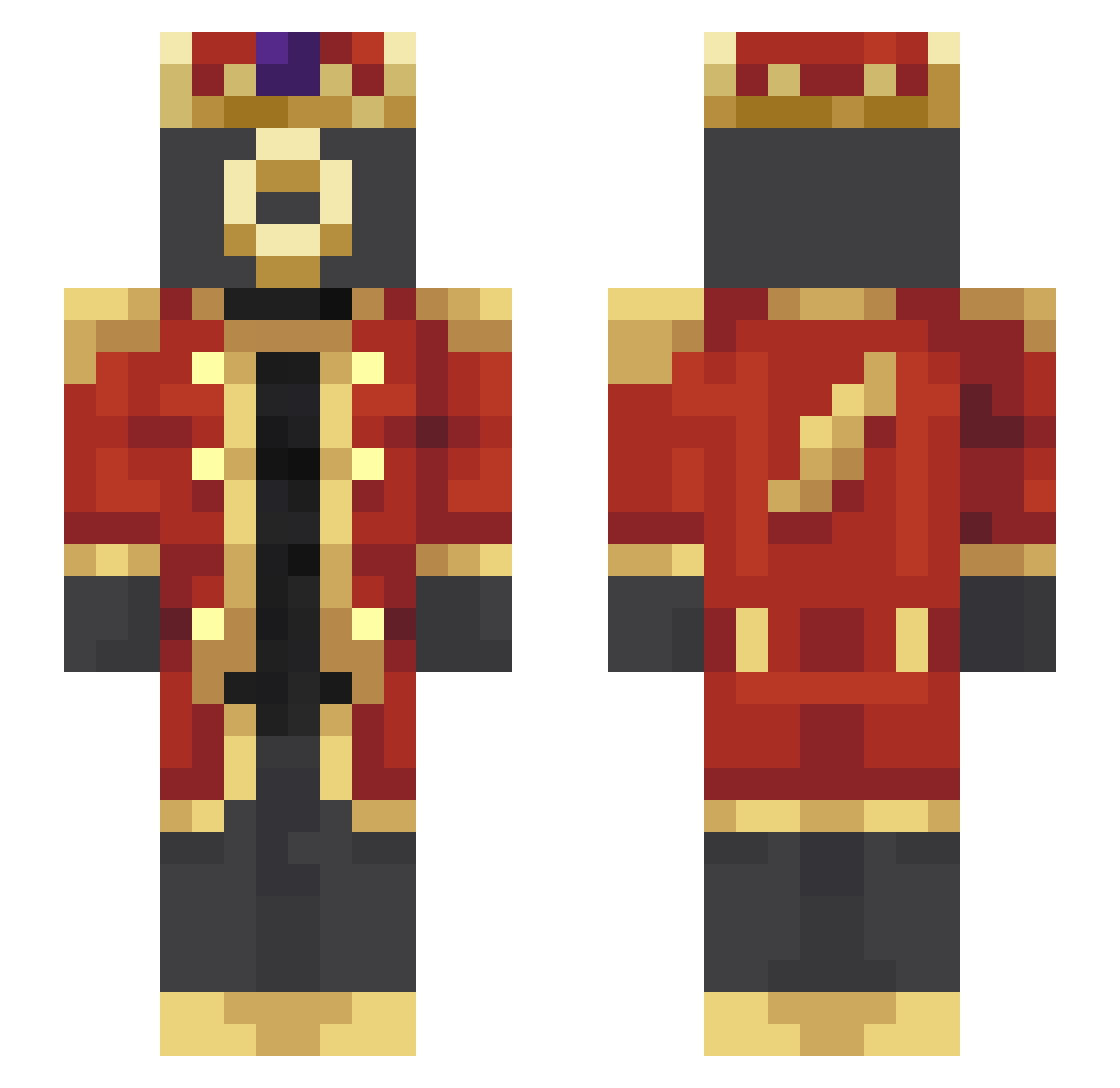 Xe2 Minecraft skin, front and back view