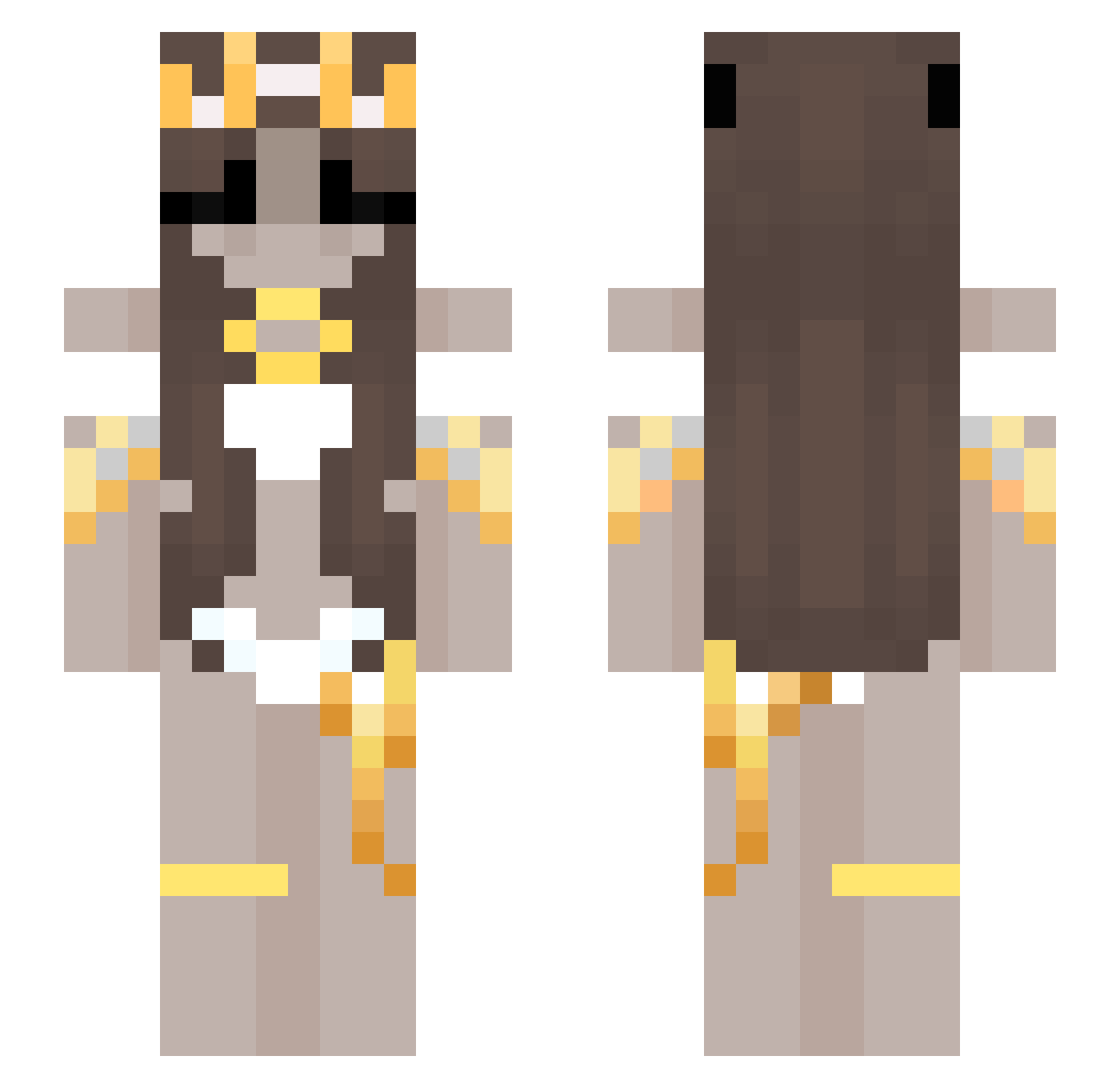 LunaaaBe Minecraft skin, front and back view