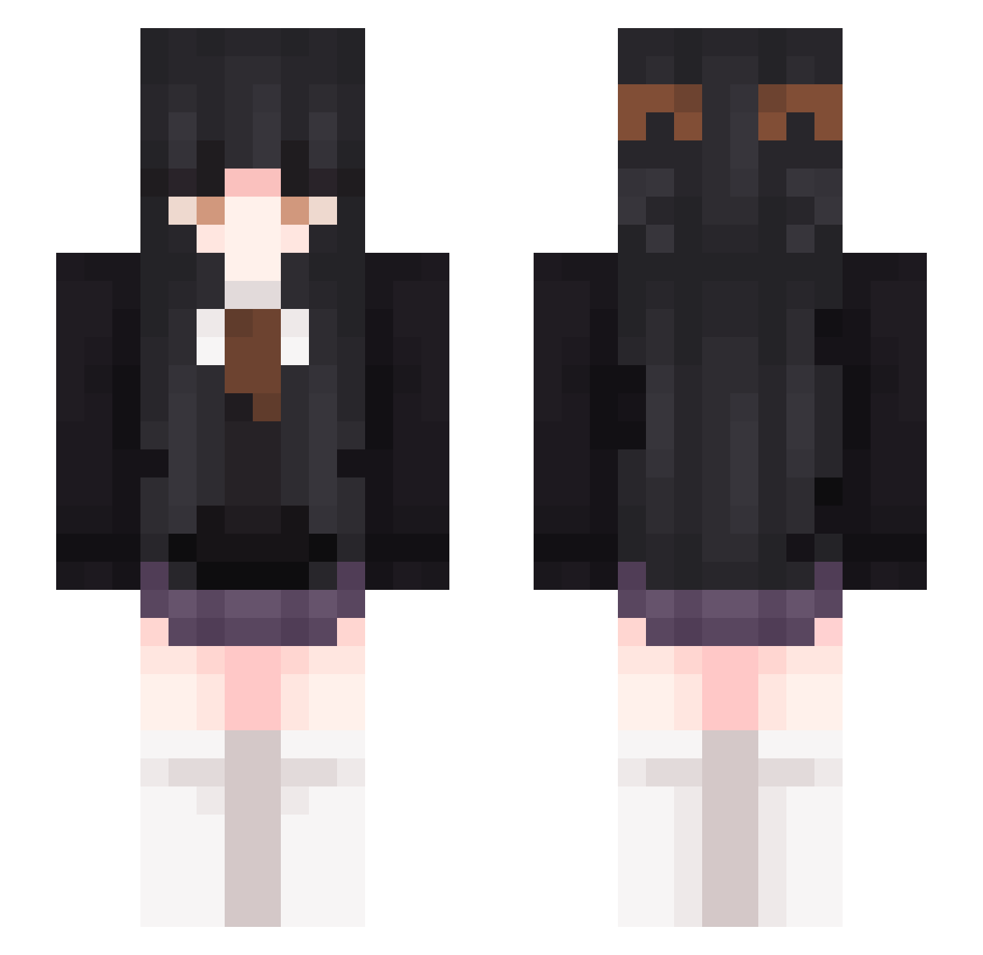 Teapout Minecraft skin, front and back view