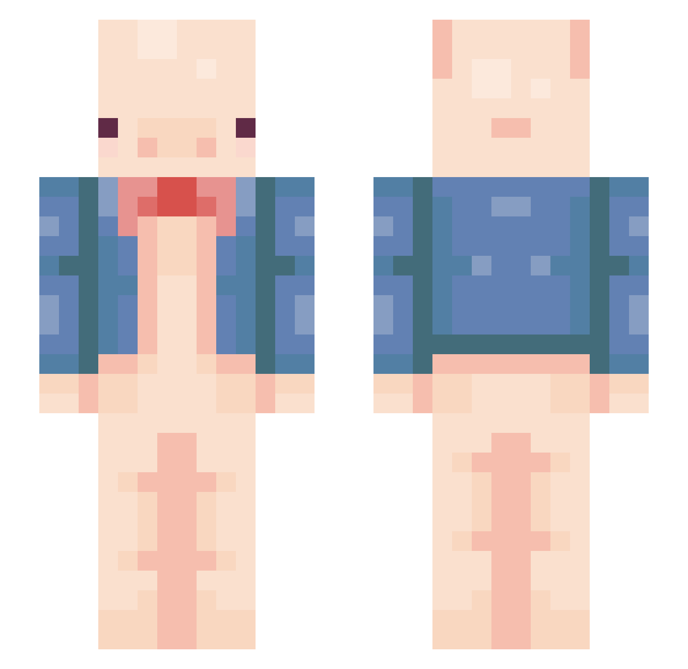 Pigeez Minecraft skin, front and back view