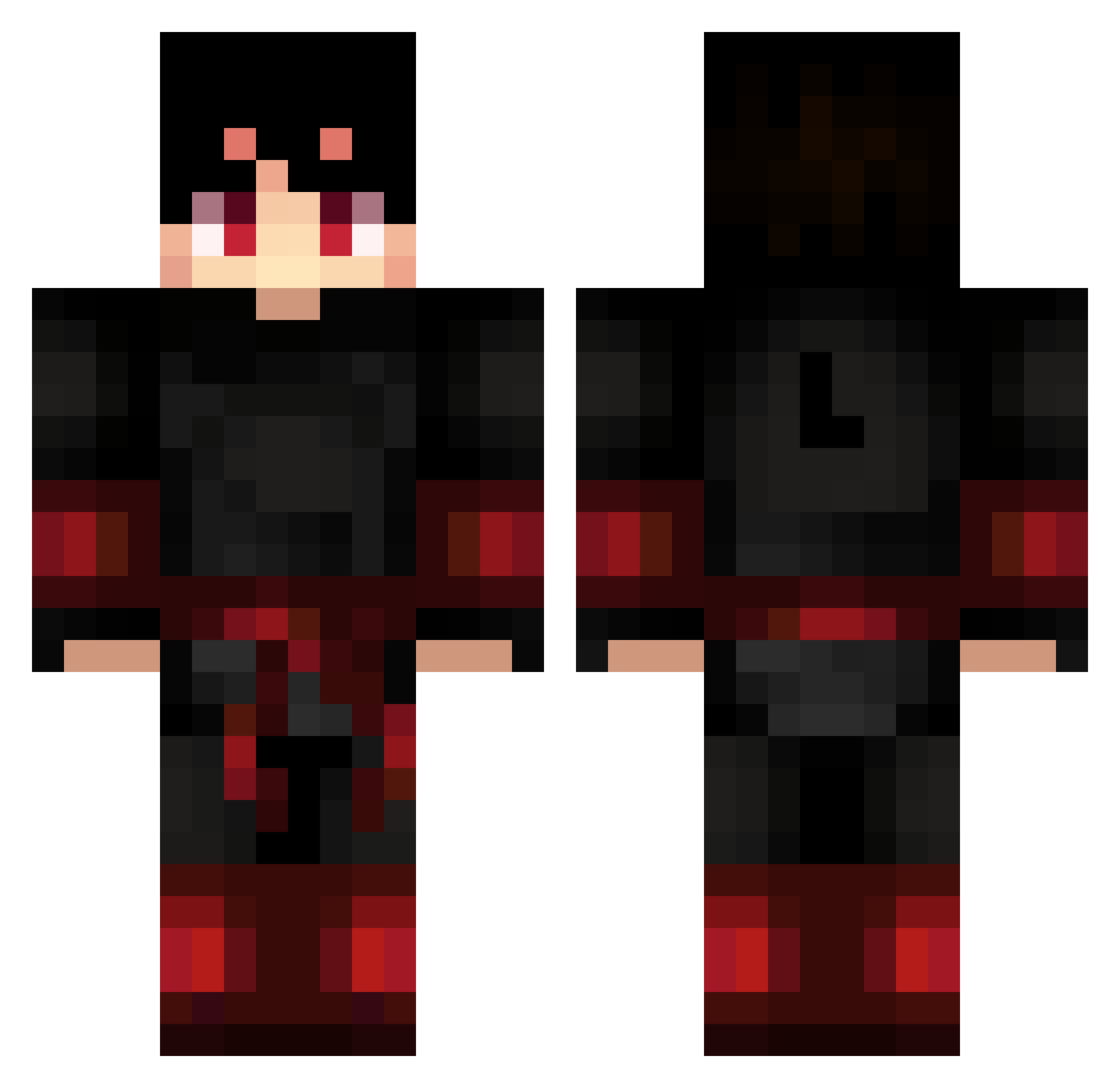 xITxThePvPxITx Minecraft skin, front and back view