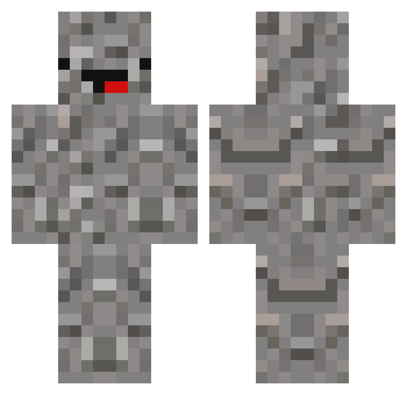 Gravel Minecraft skin, front and back view