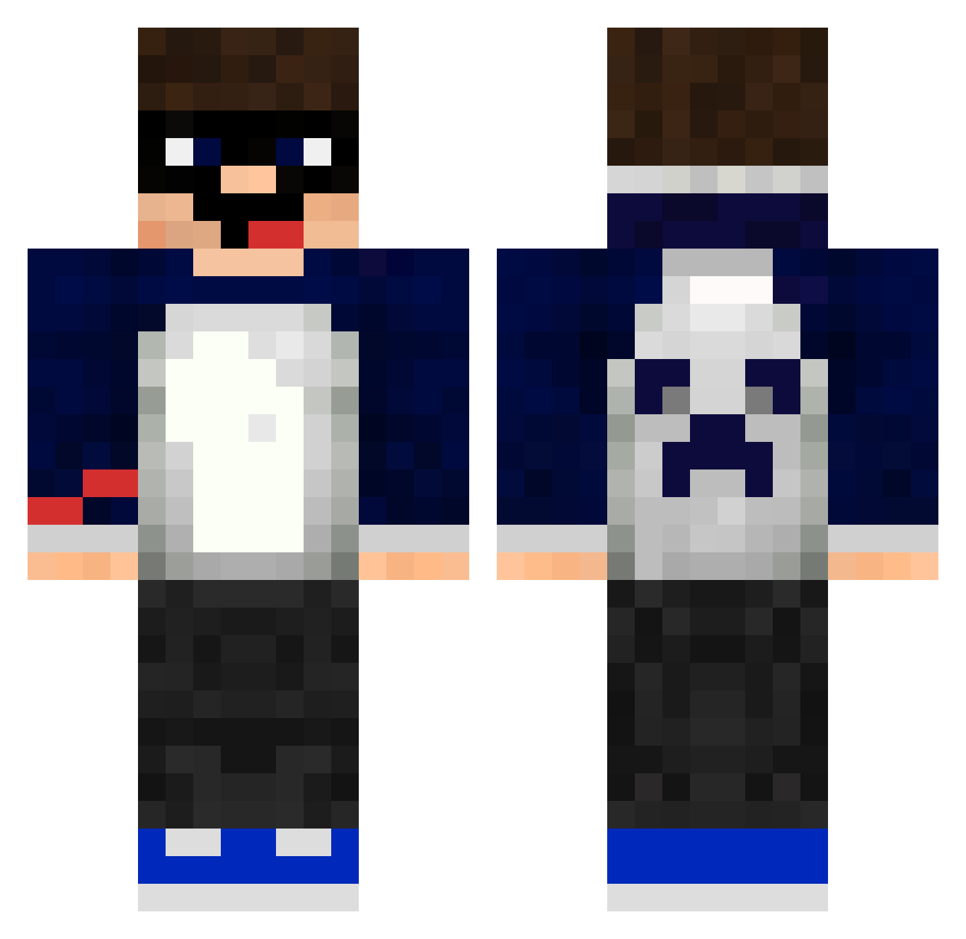Bobegas Minecraft skin, front and back view