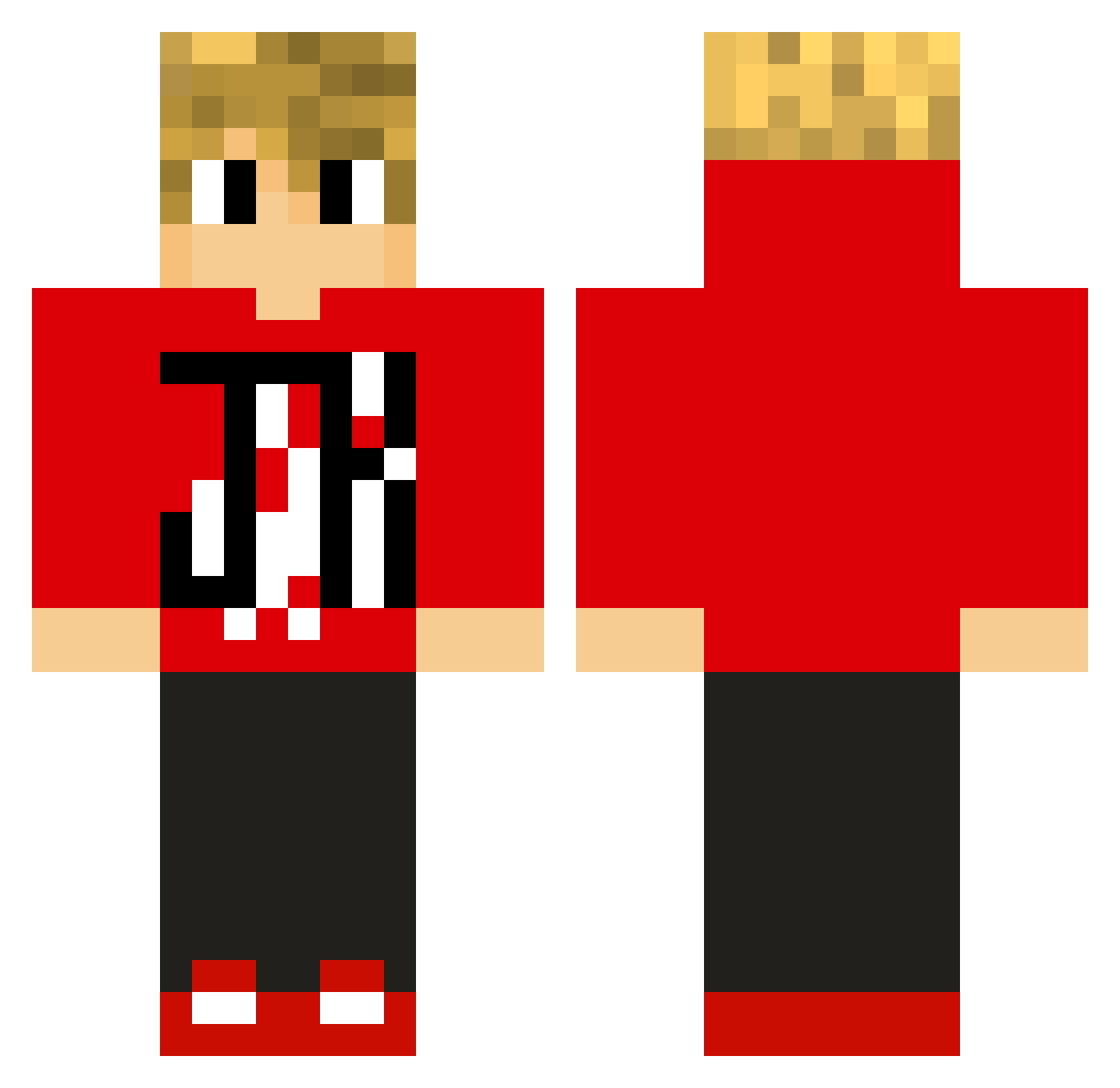 Rocket78 Minecraft skin, front and back view