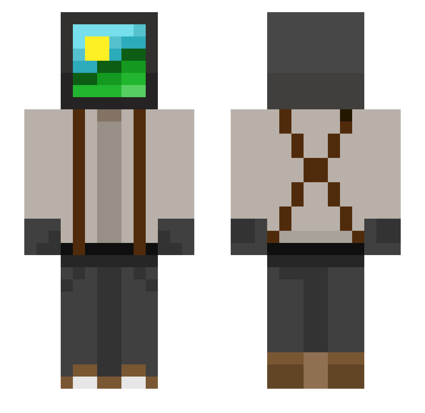 Sourluck1 Minecraft skin, front and back view