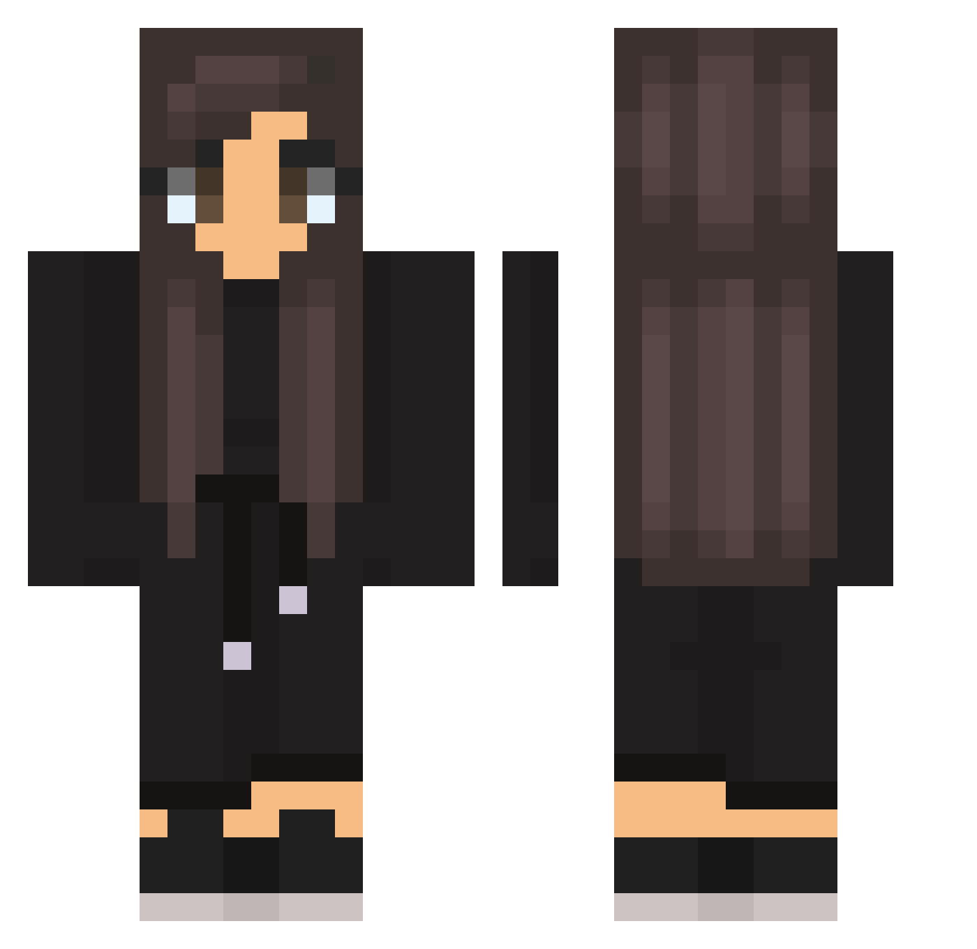 Torified Minecraft skin, front and back view