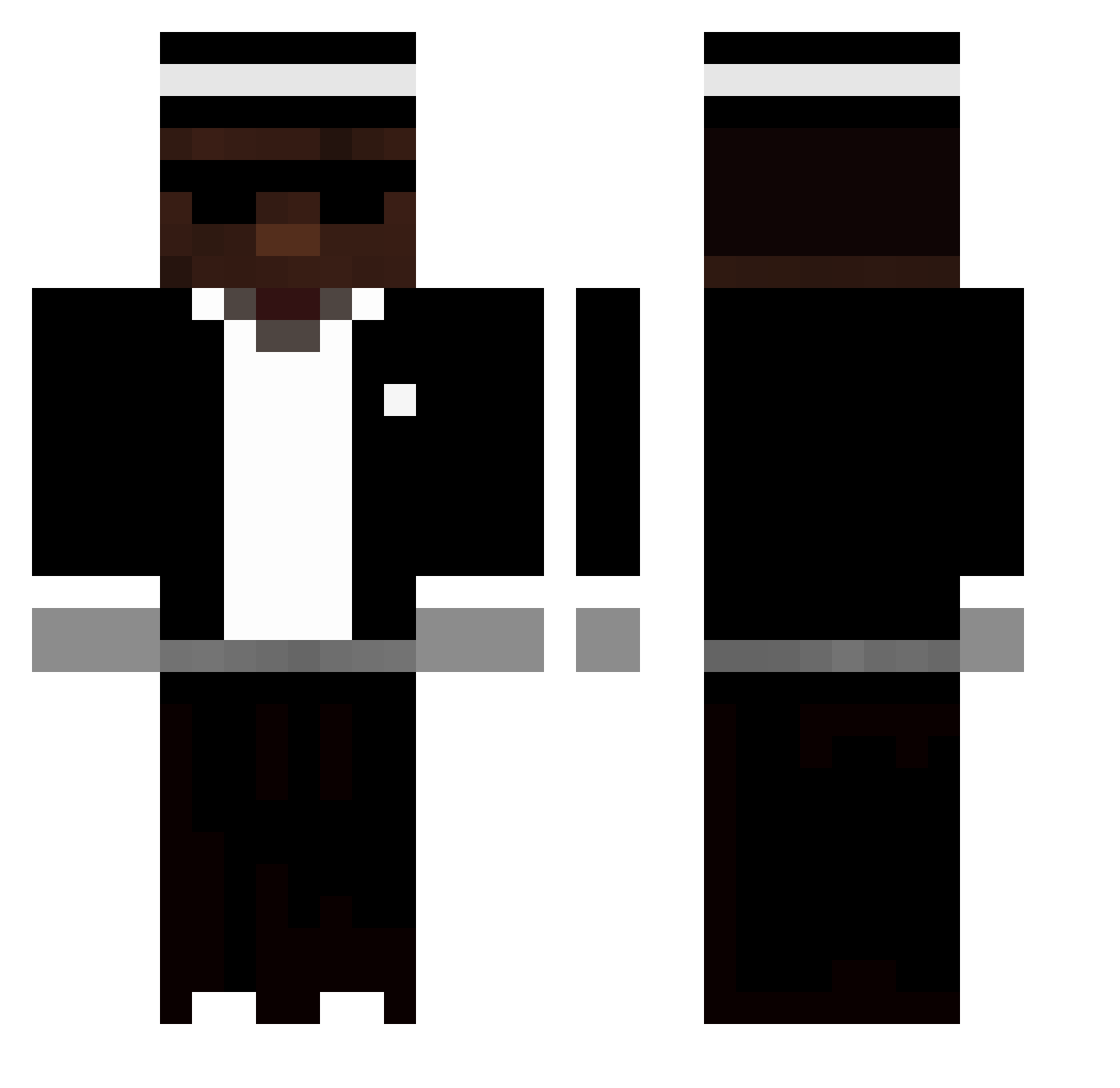 TySh1 Minecraft skin, front and back view