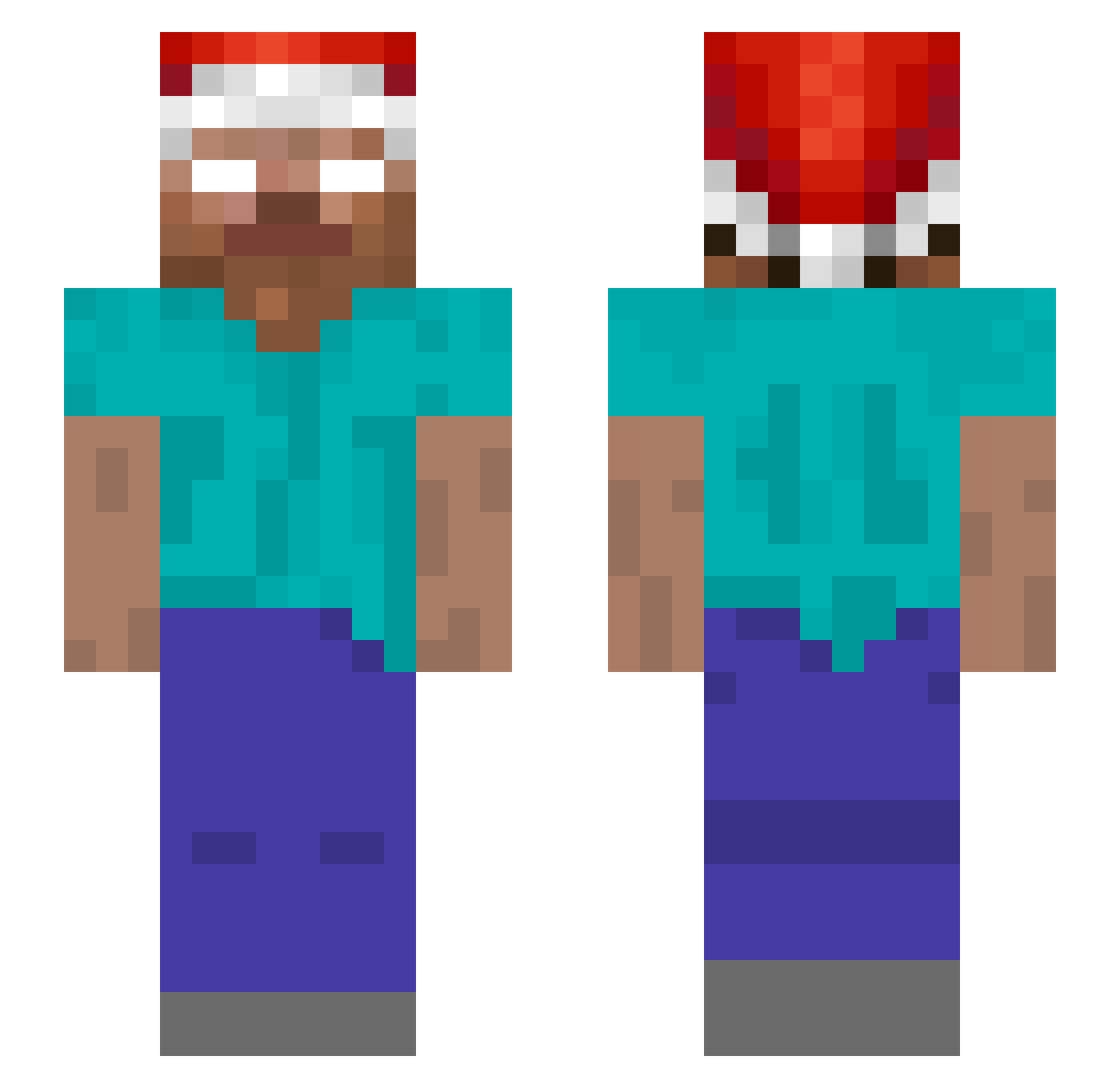 PsychoticKing Minecraft skin, front and back view