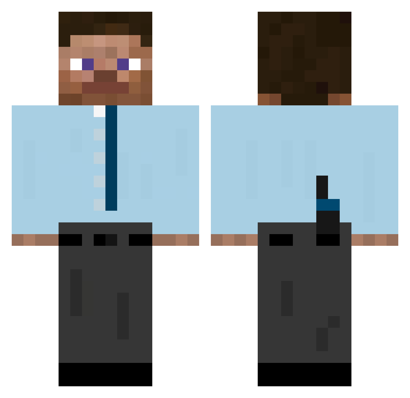 Adamrd Minecraft skin, front and back view