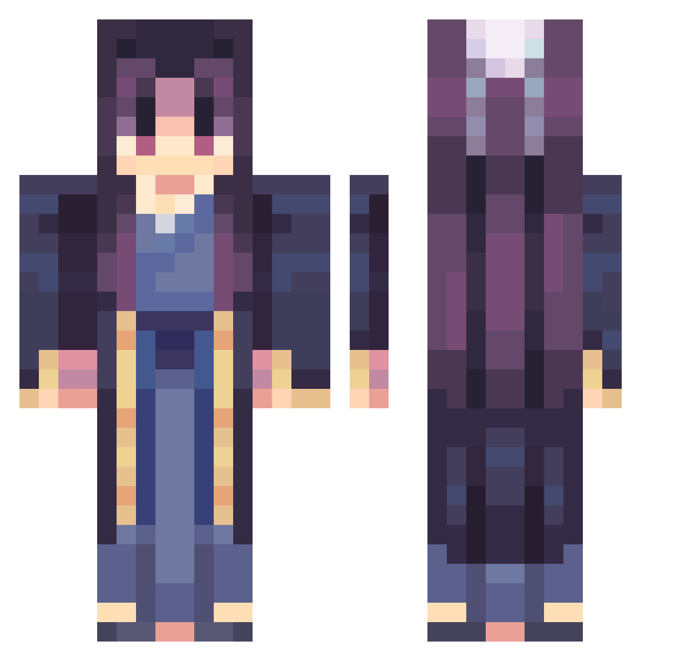 Sora711 Minecraft skin, front and back view