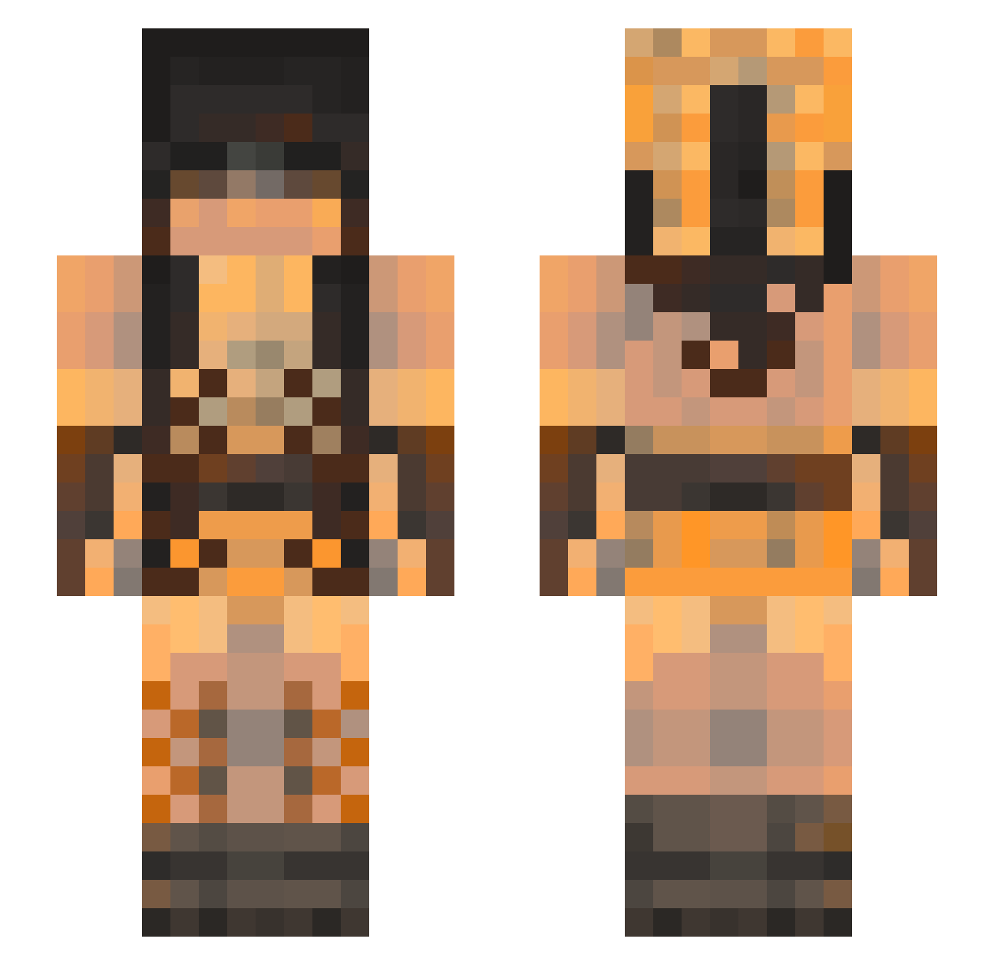 zHype Minecraft skin, front and back view