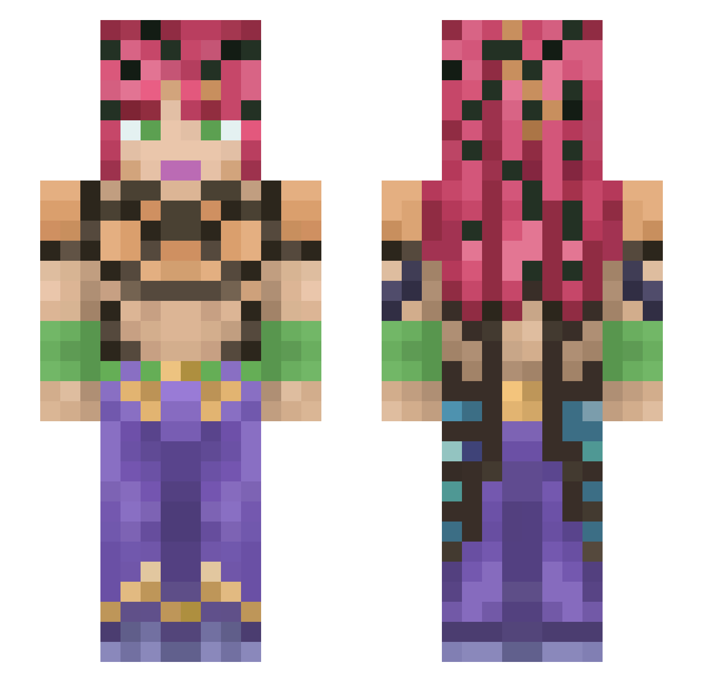 driedupchicken Minecraft skin, front and back view