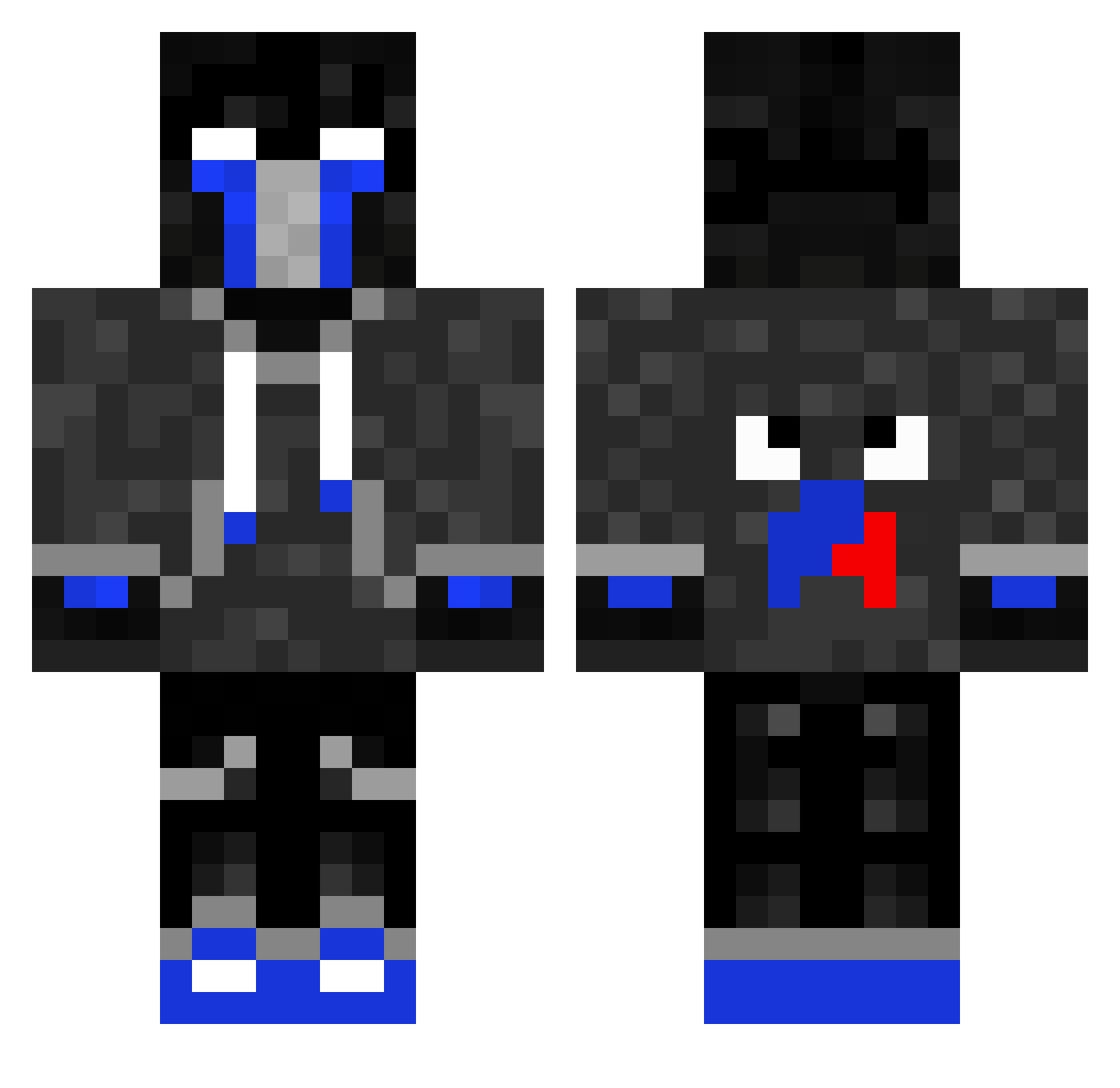 Rob9315 Minecraft skin, front and back view