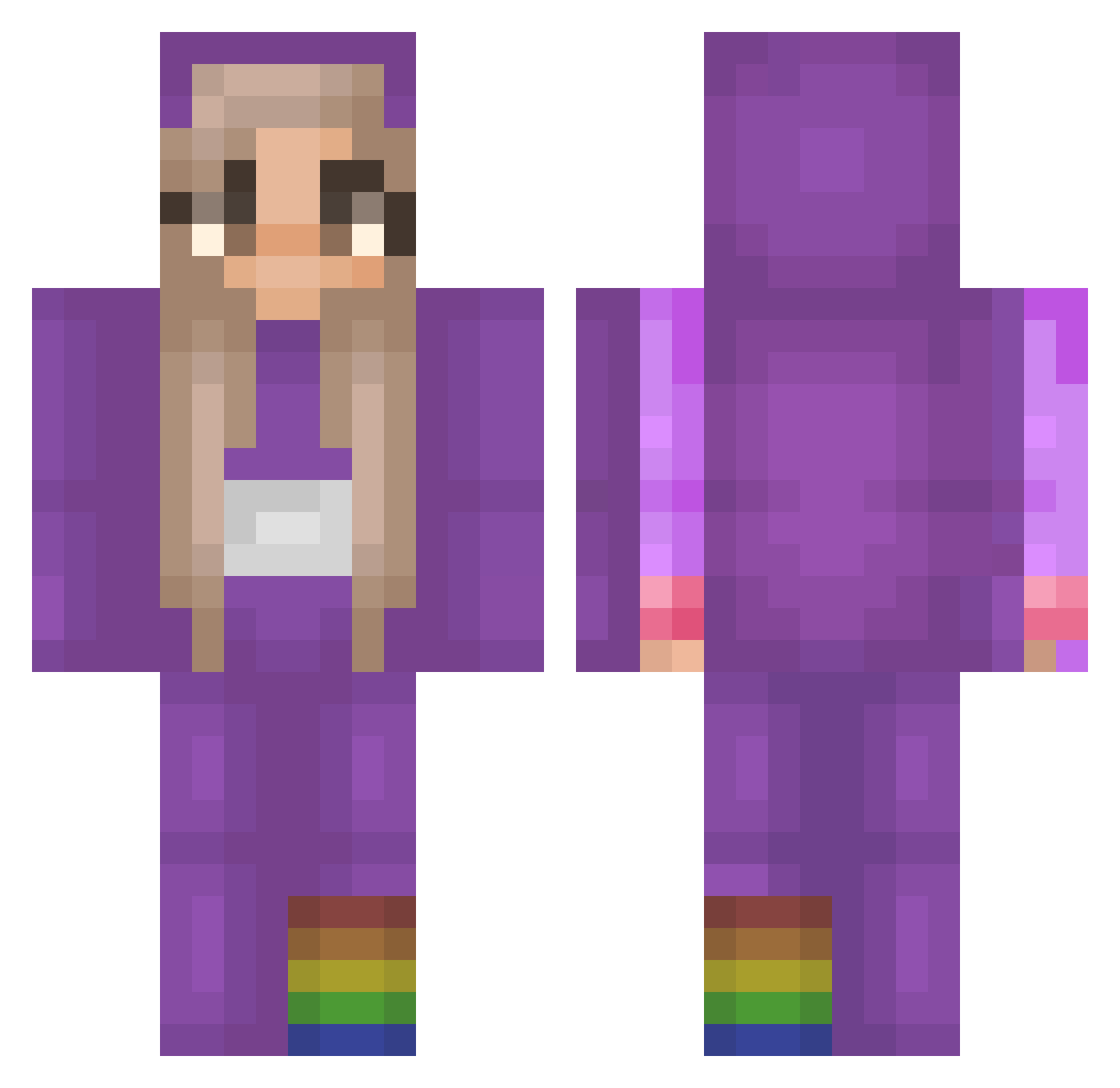 Relaxin Minecraft skin, front and back view