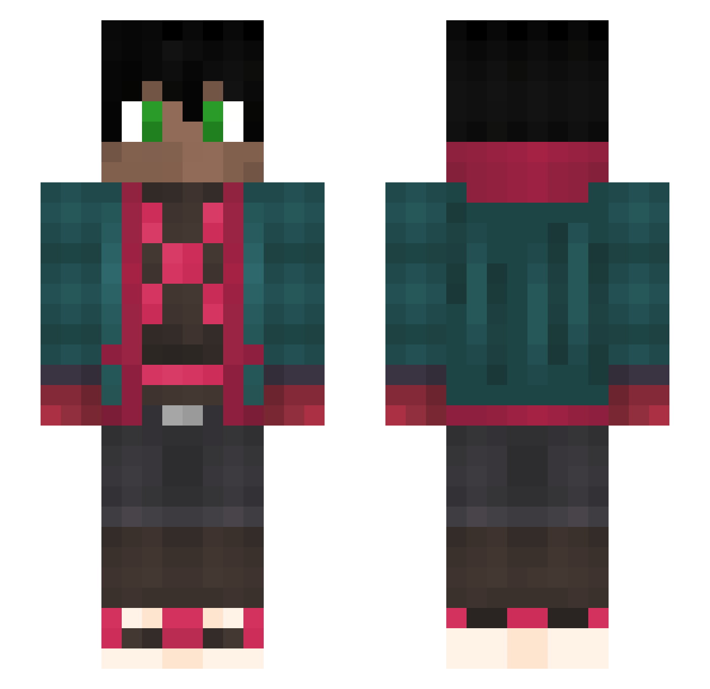 SteLeague Minecraft skin, front and back view