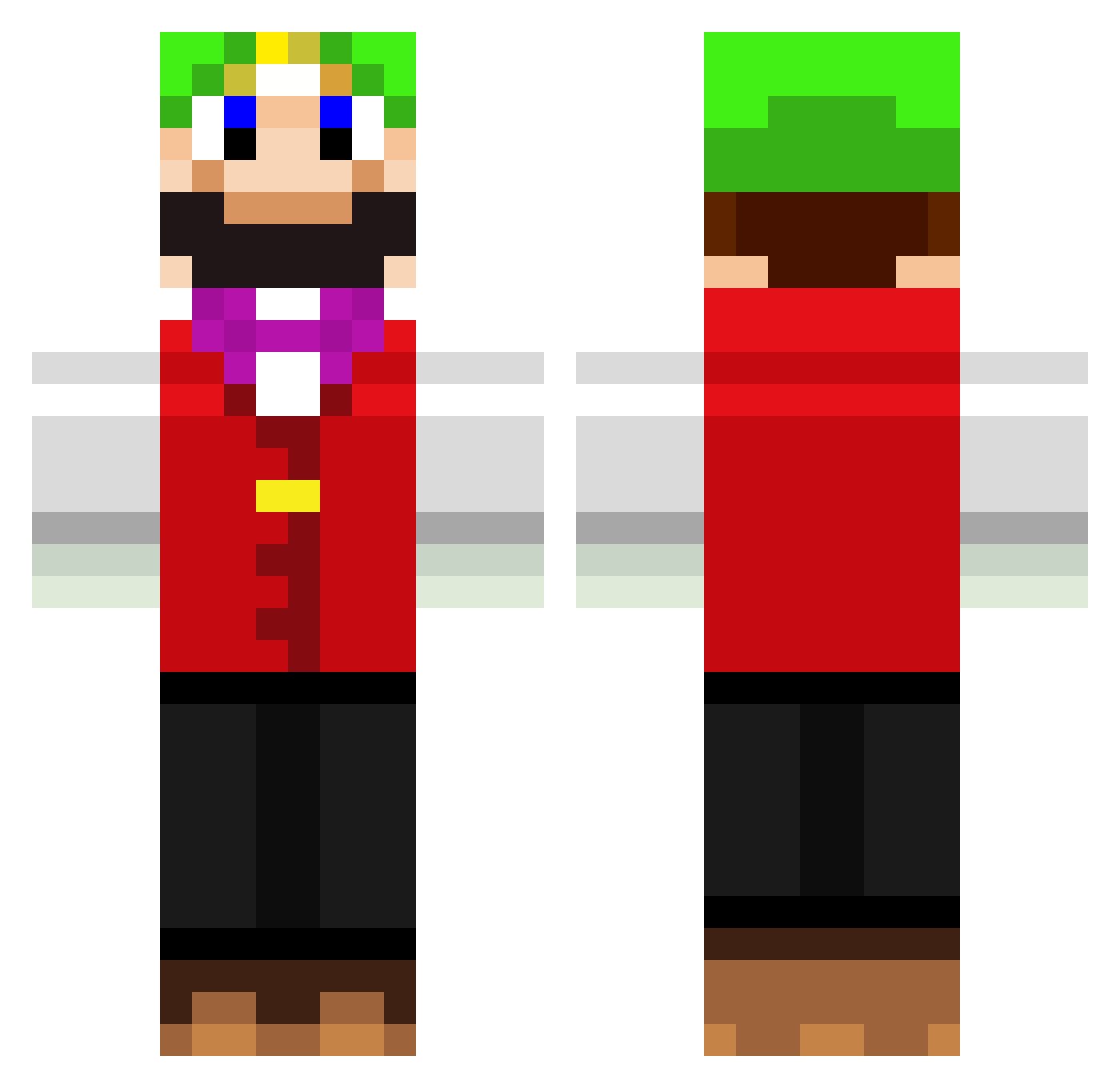 DefectiveBottle Minecraft skin, front and back view