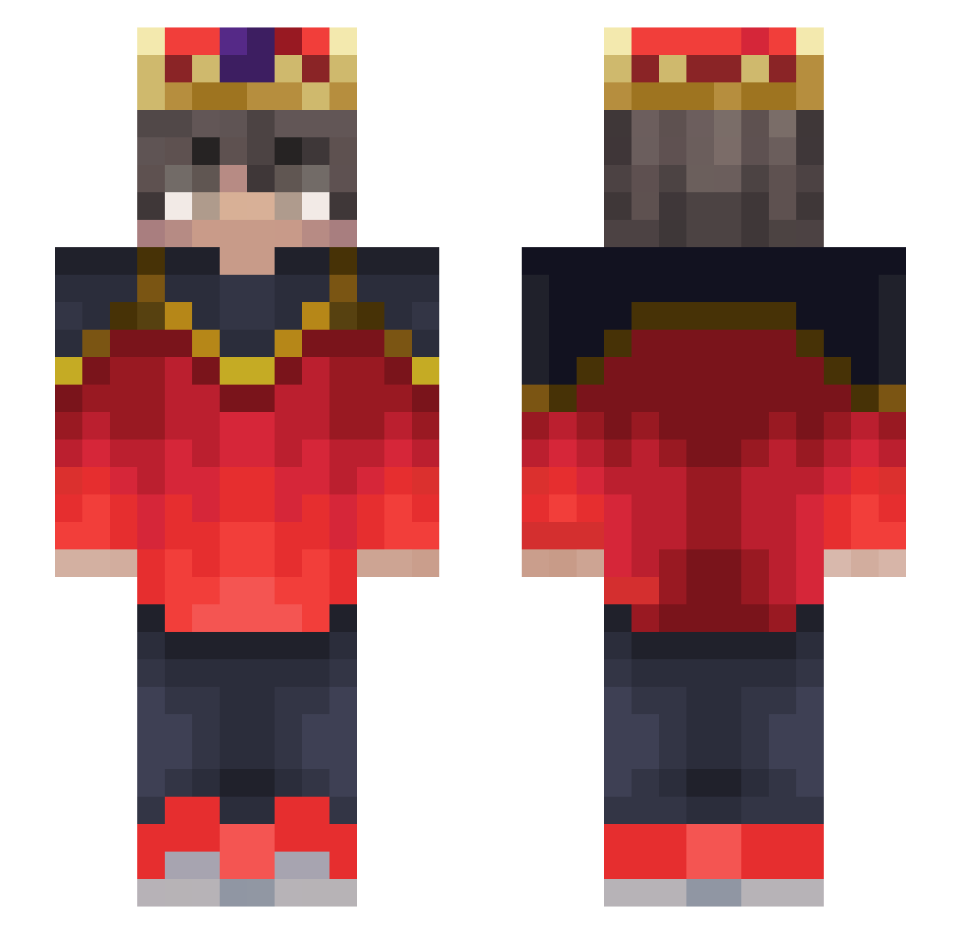 WaroleQ Minecraft skin, front and back view
