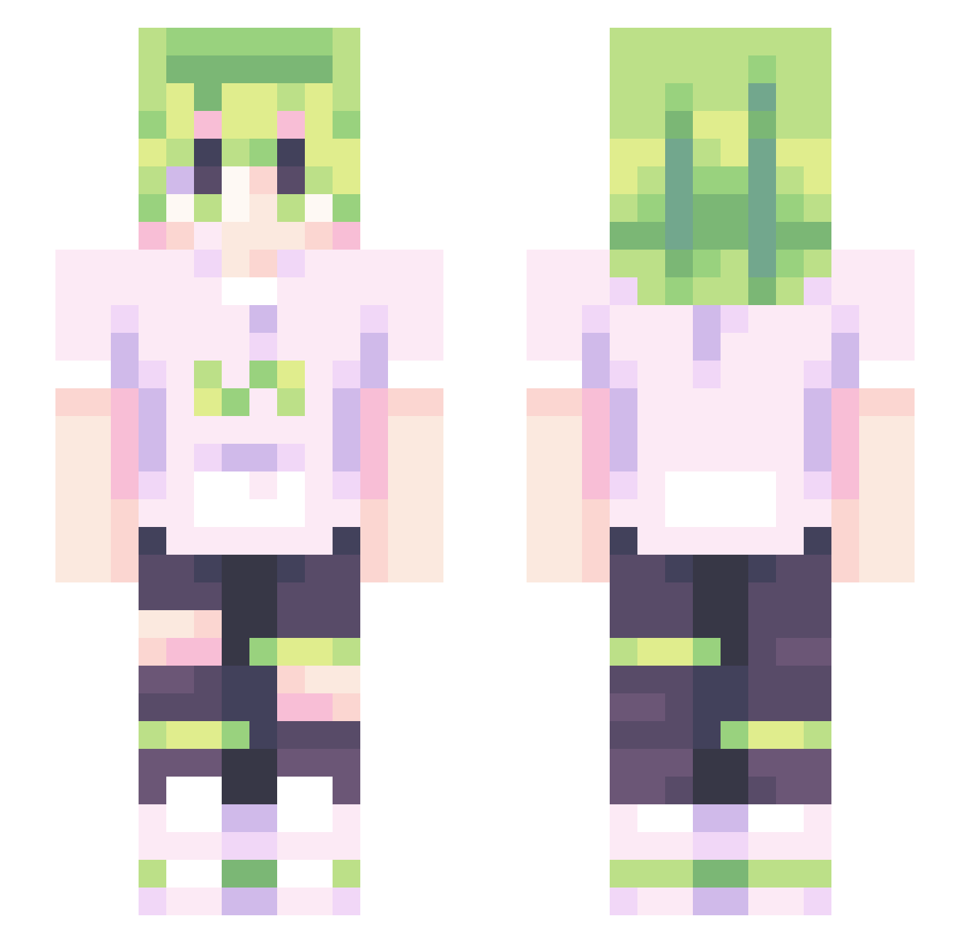 Zejn Minecraft skin, front and back view