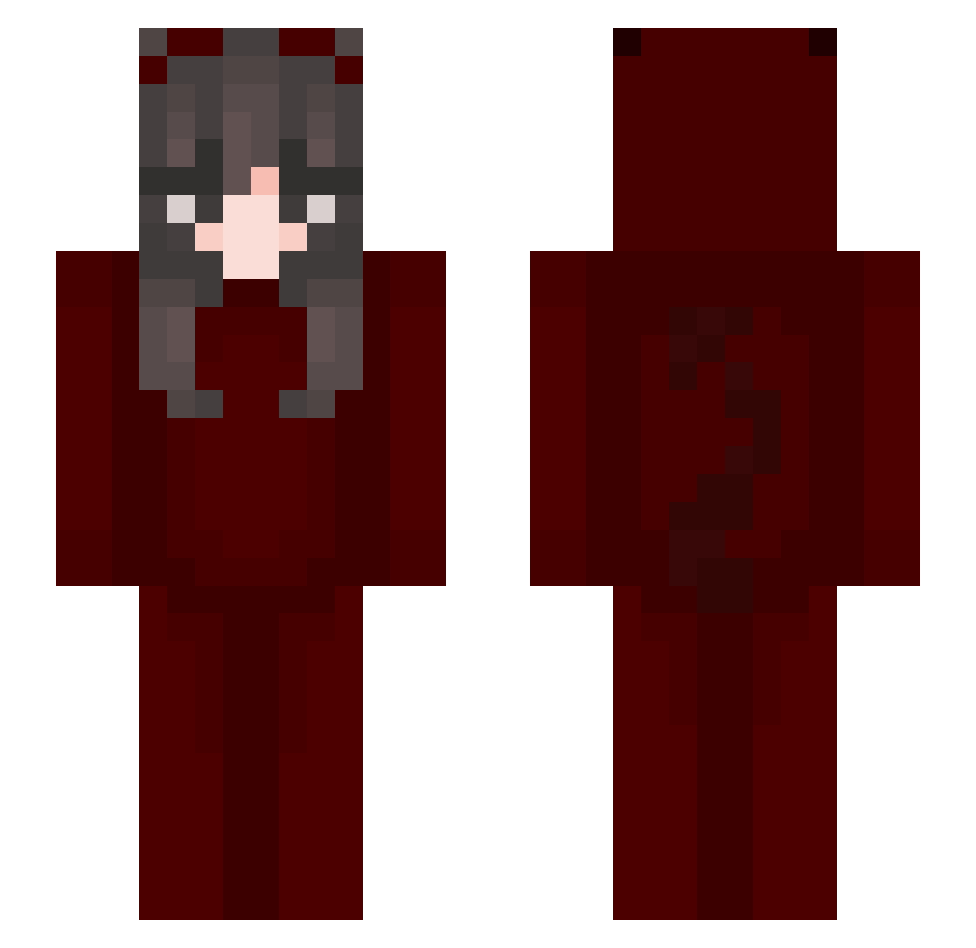 SpookyMari Minecraft skin, front and back view