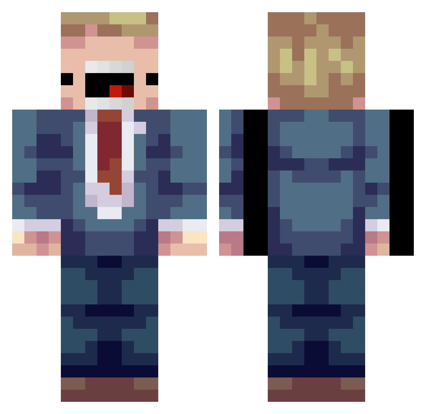 Yelling Minecraft skin, front and back view