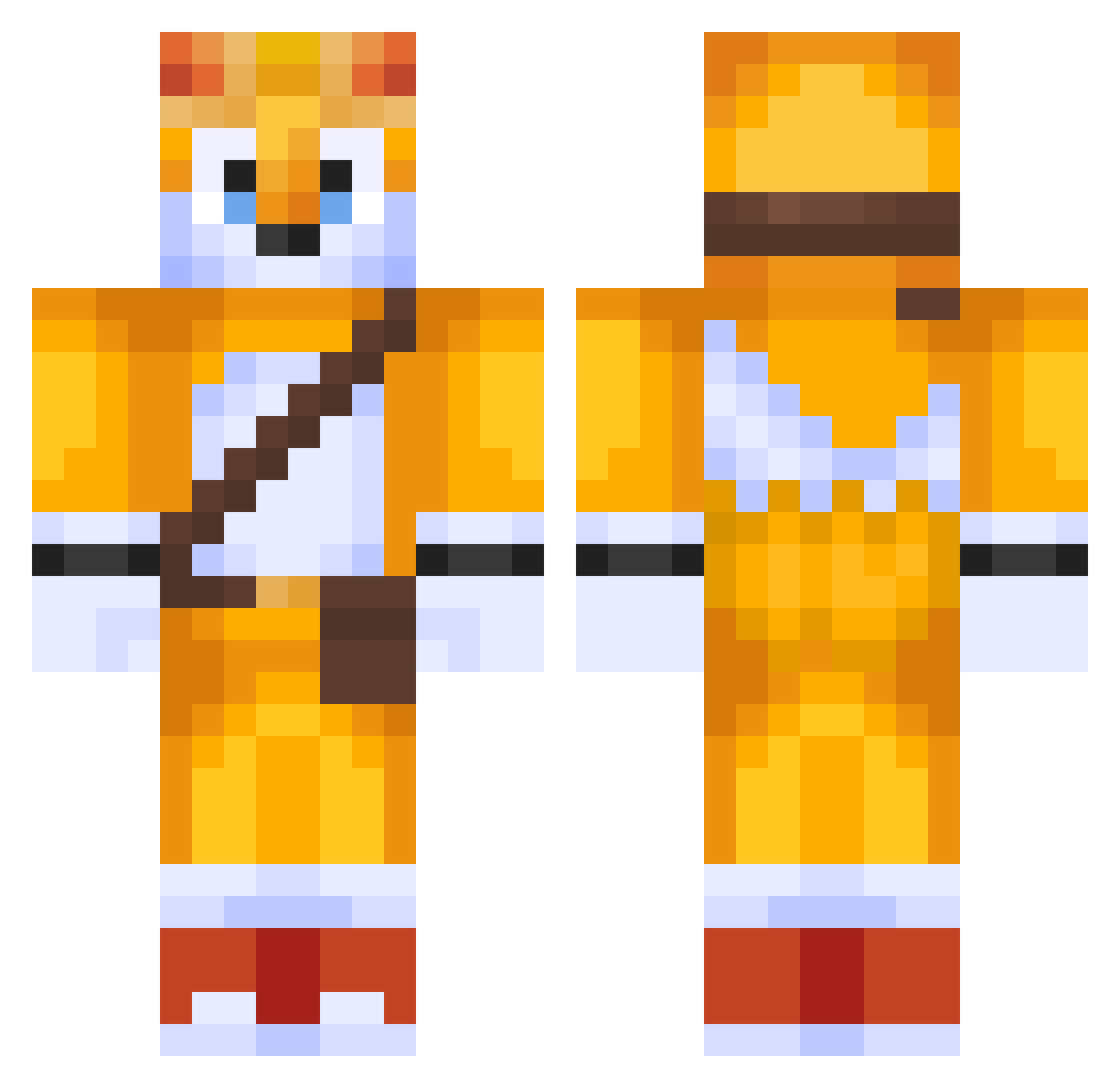 HyperTD Minecraft skin, front and back view