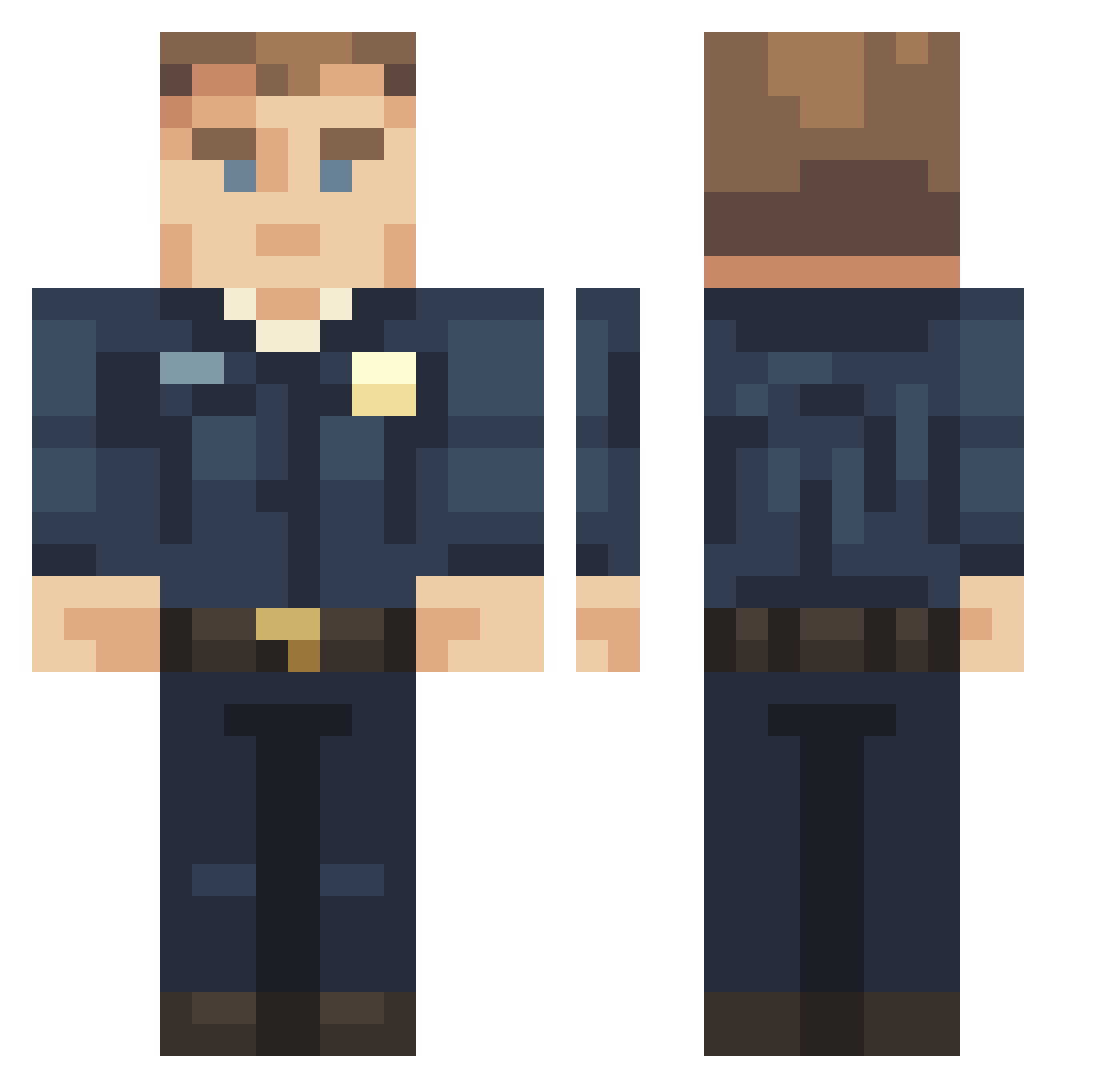 PortalBit Minecraft skin, front and back view