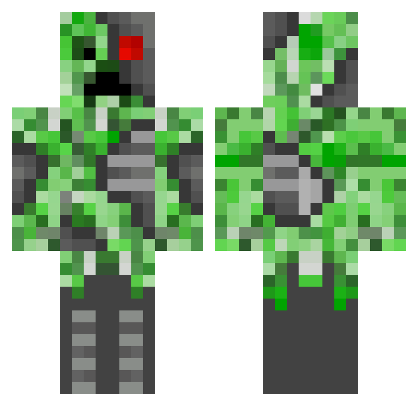 underwork Minecraft skin, front and back view