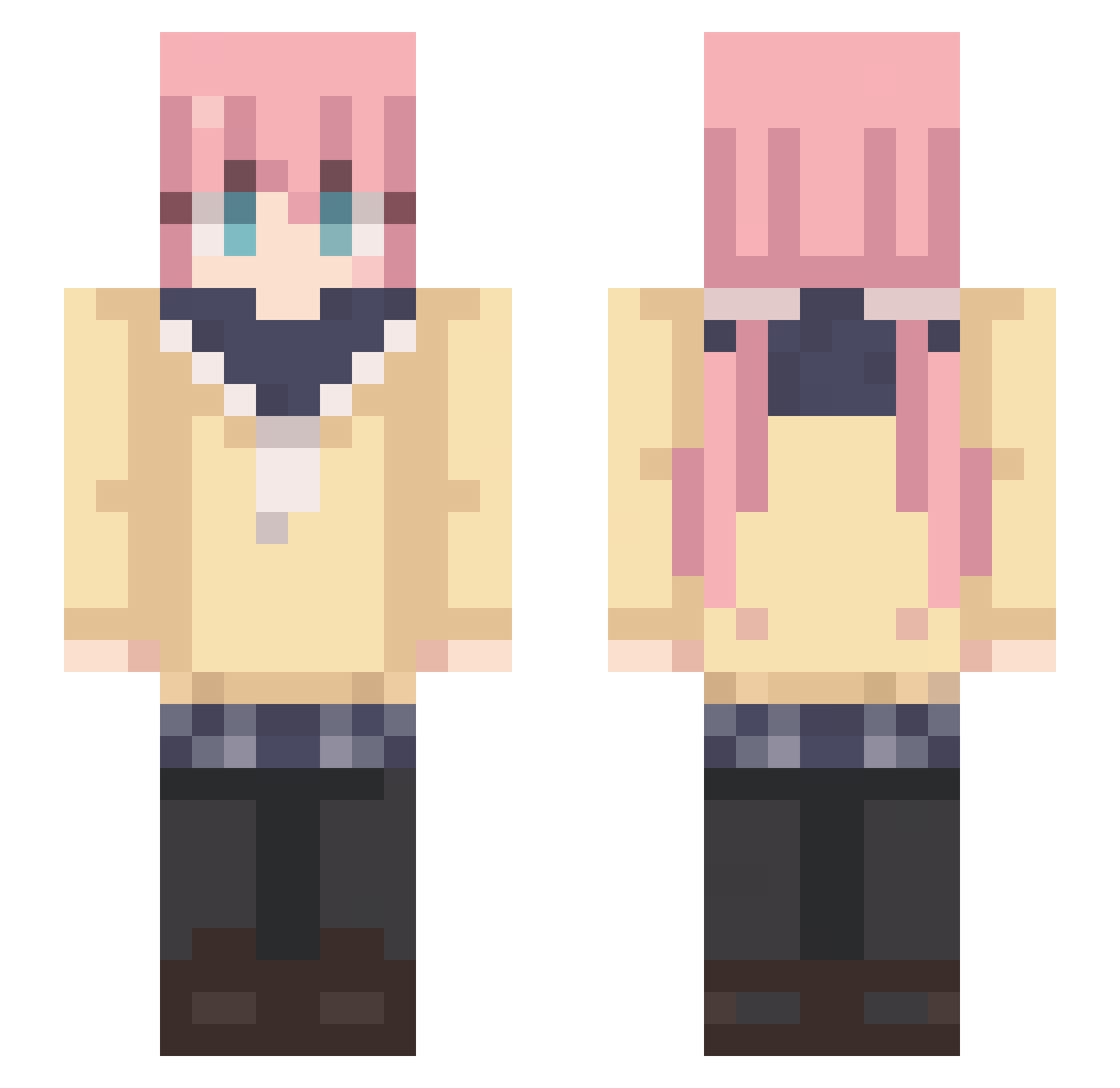 ShelterSpace Minecraft skin, front and back view