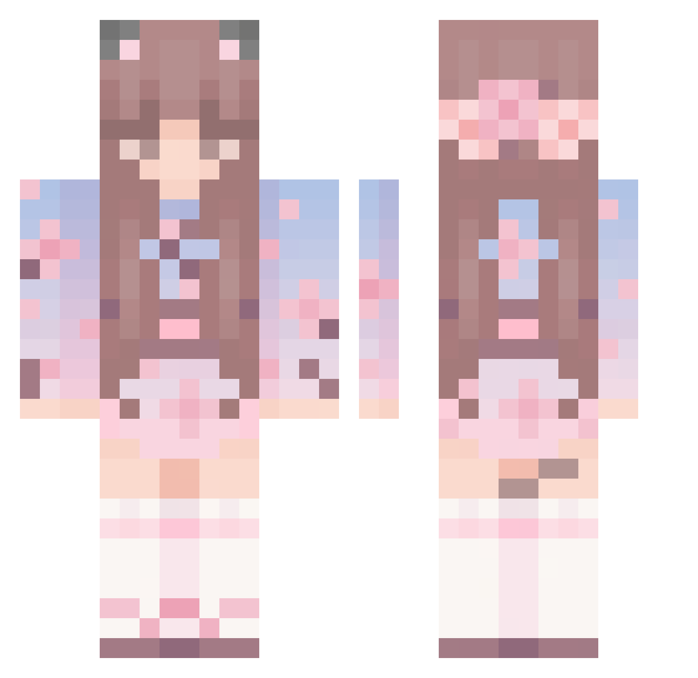 NishinoNanase7 Minecraft skin, front and back view