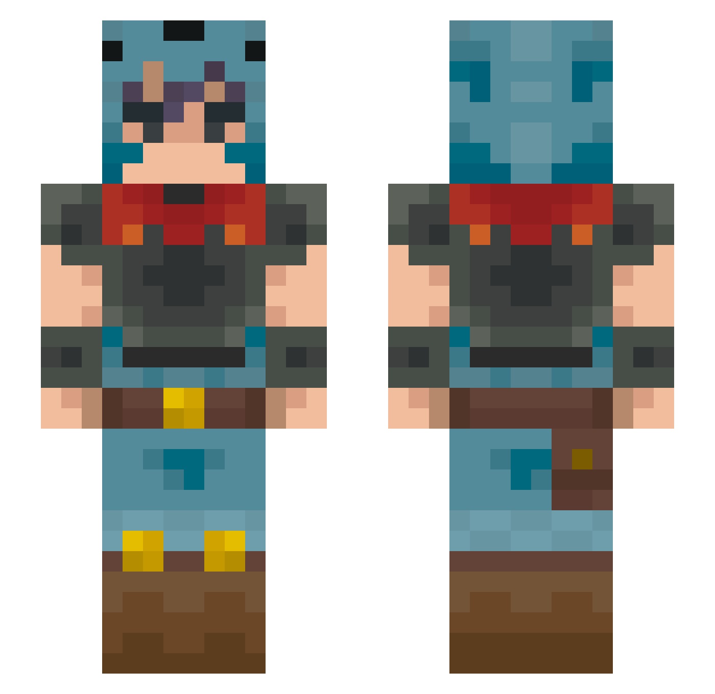 Shuttz Minecraft skin, front and back view