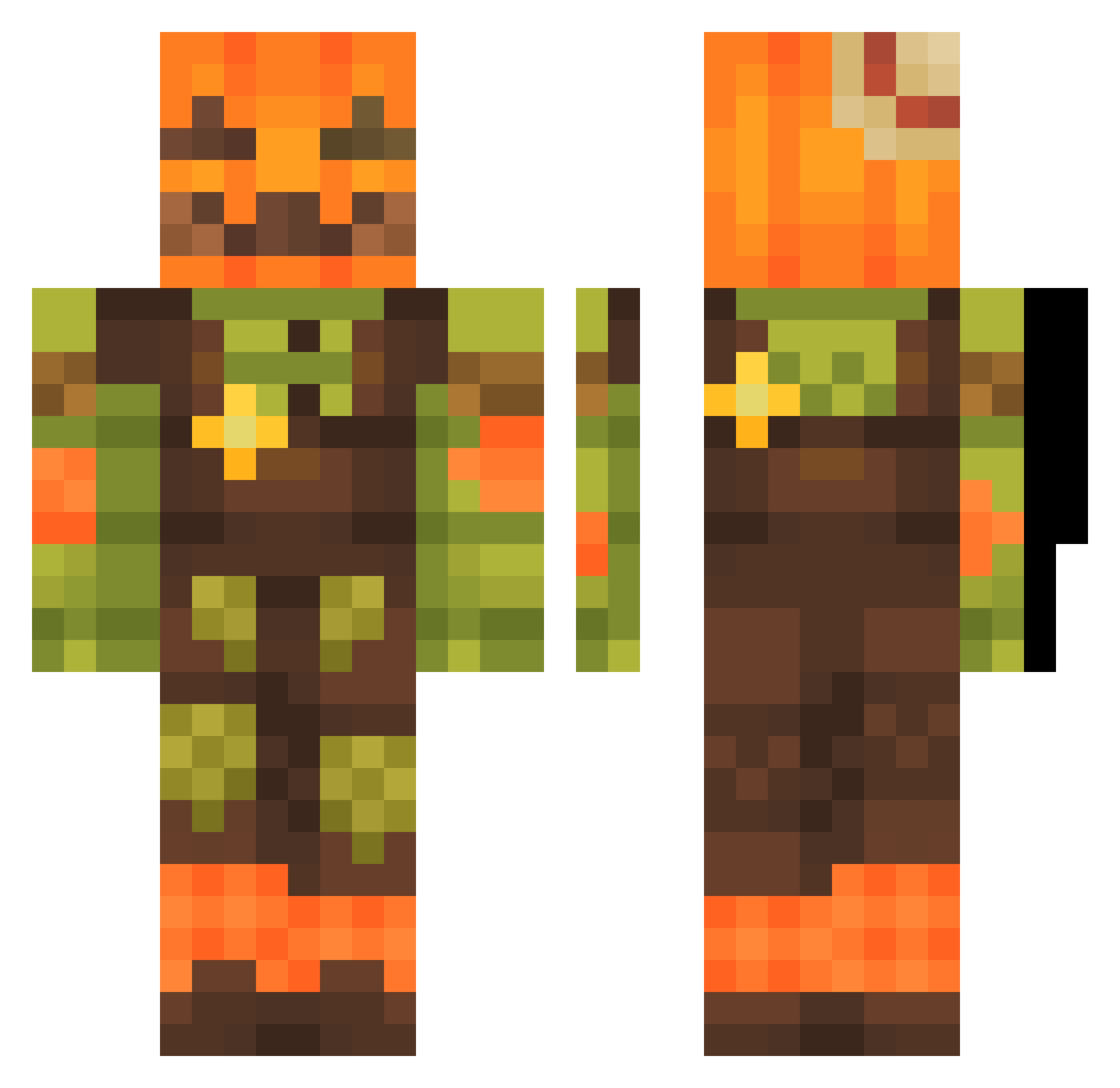 GreenGod0427 Minecraft skin, front and back view