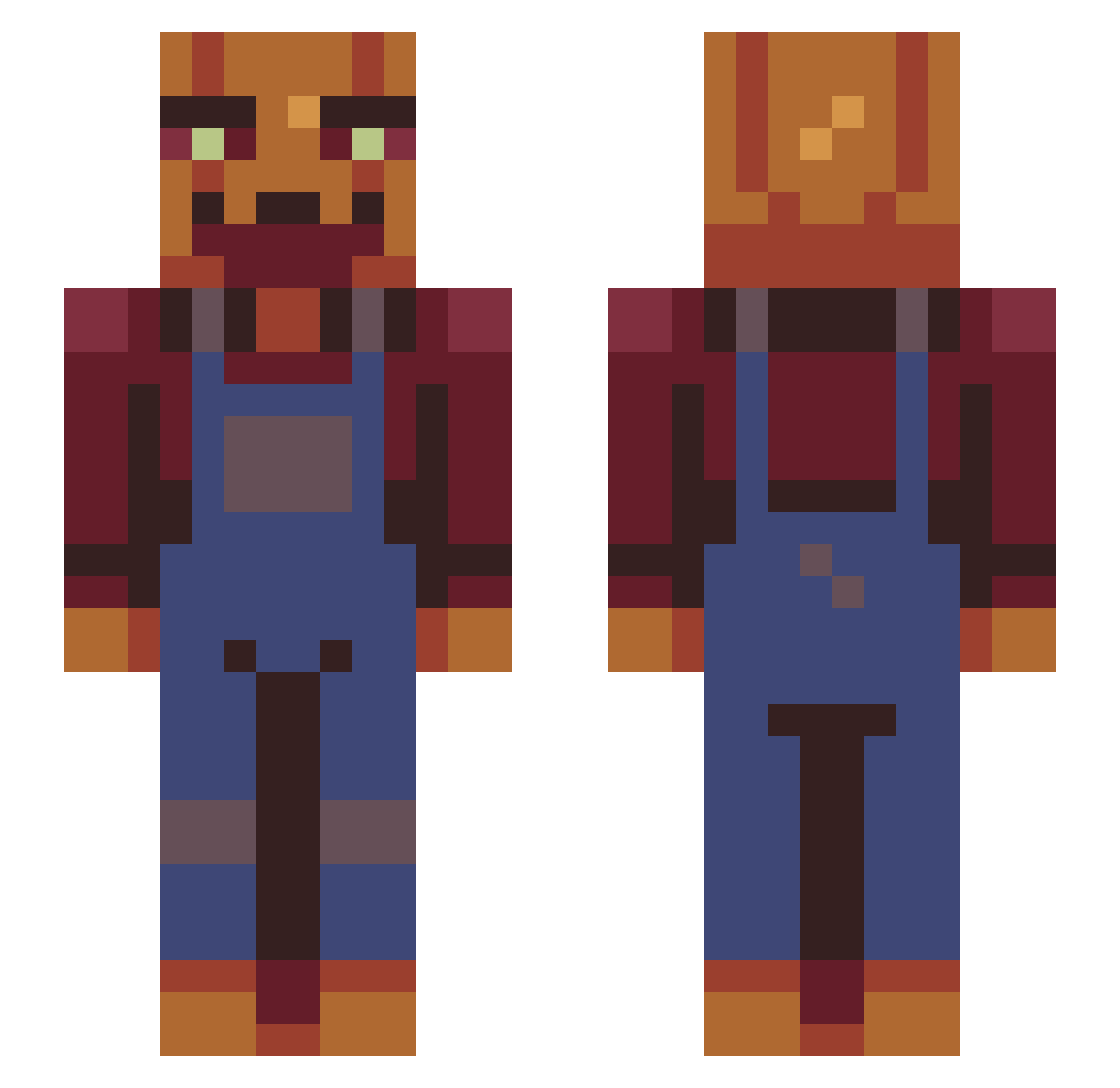 underly Minecraft skin, front and back view