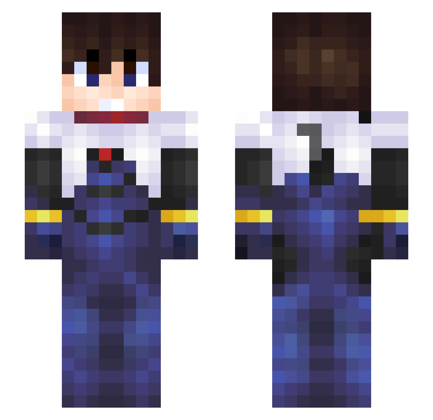 Axr0nQ Minecraft skin, front and back view