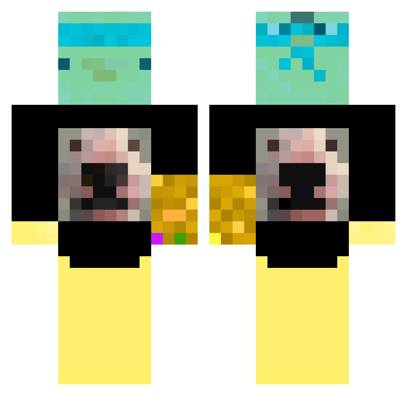 slepboii Minecraft skin, front and back view