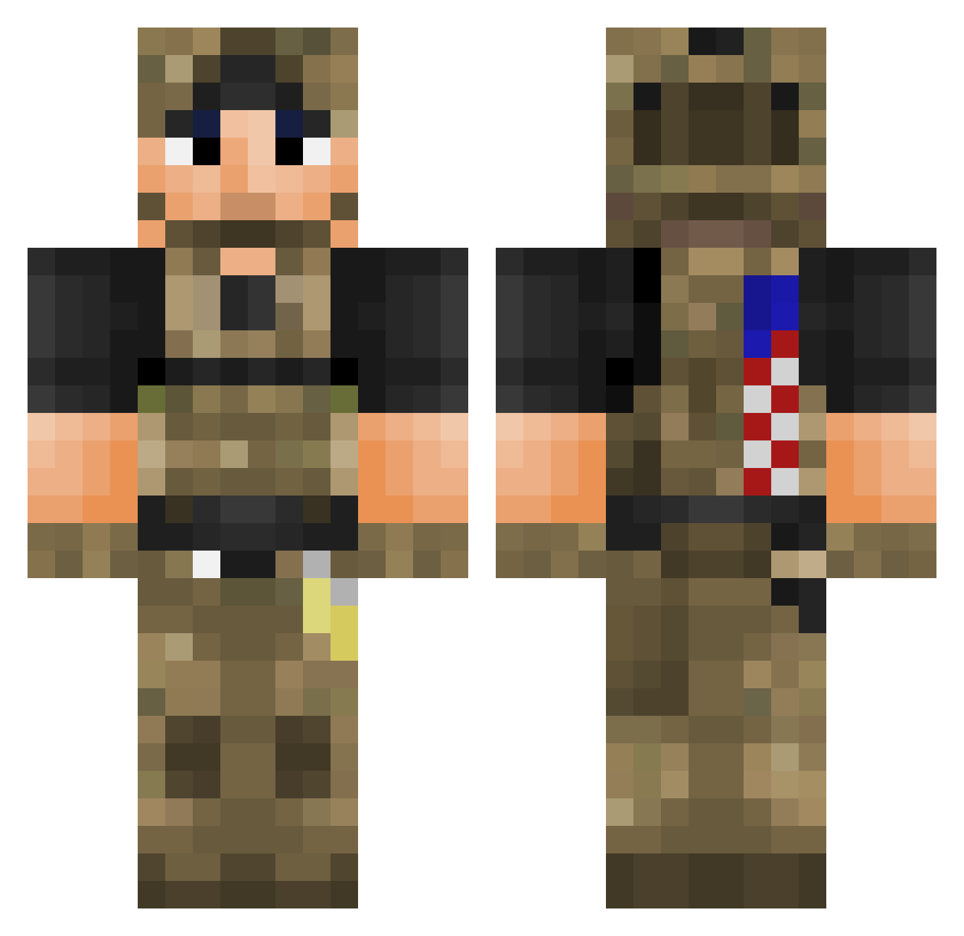 V3ND3R Minecraft skin, front and back view