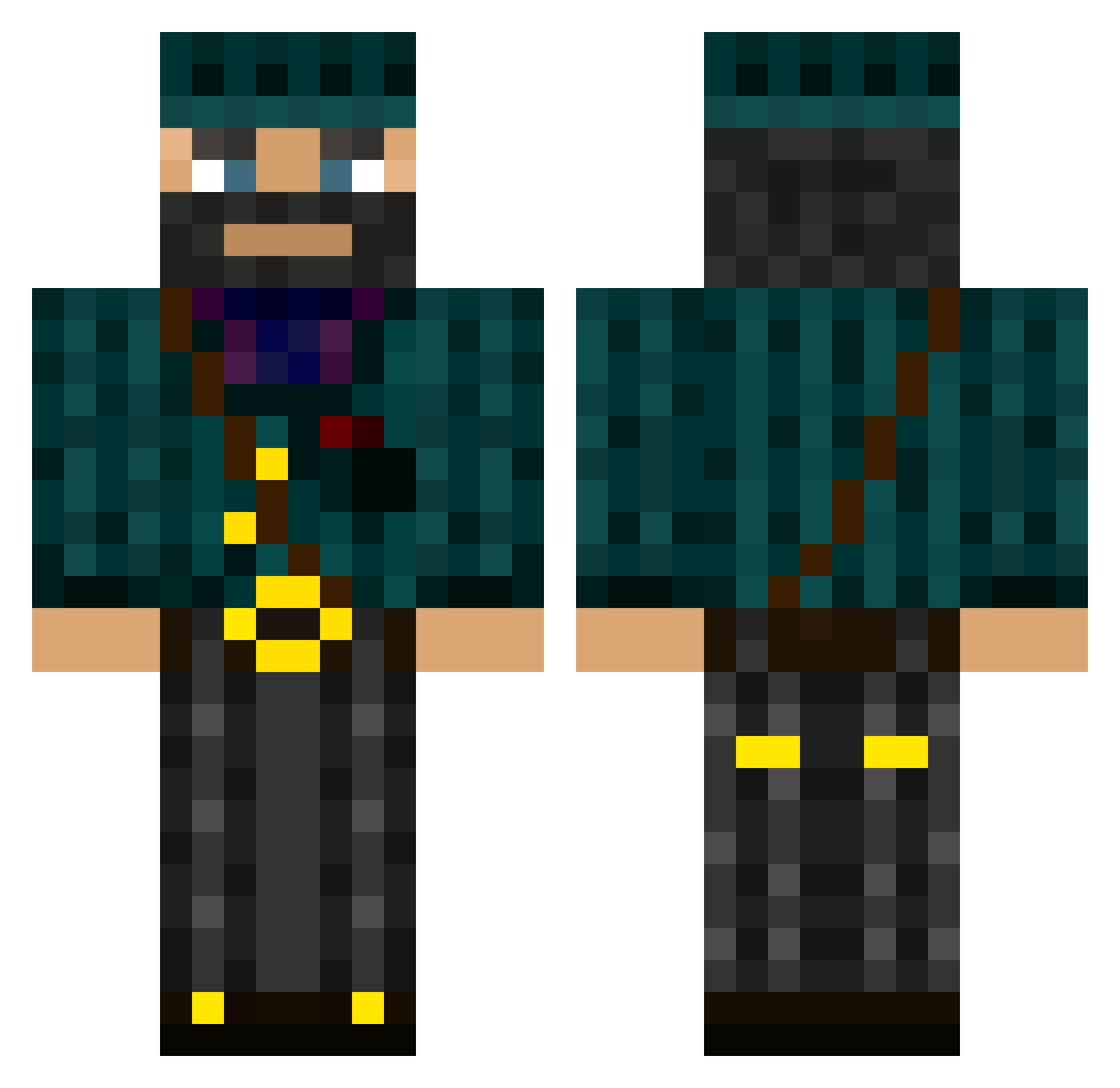 zeek5 Minecraft skin, front and back view