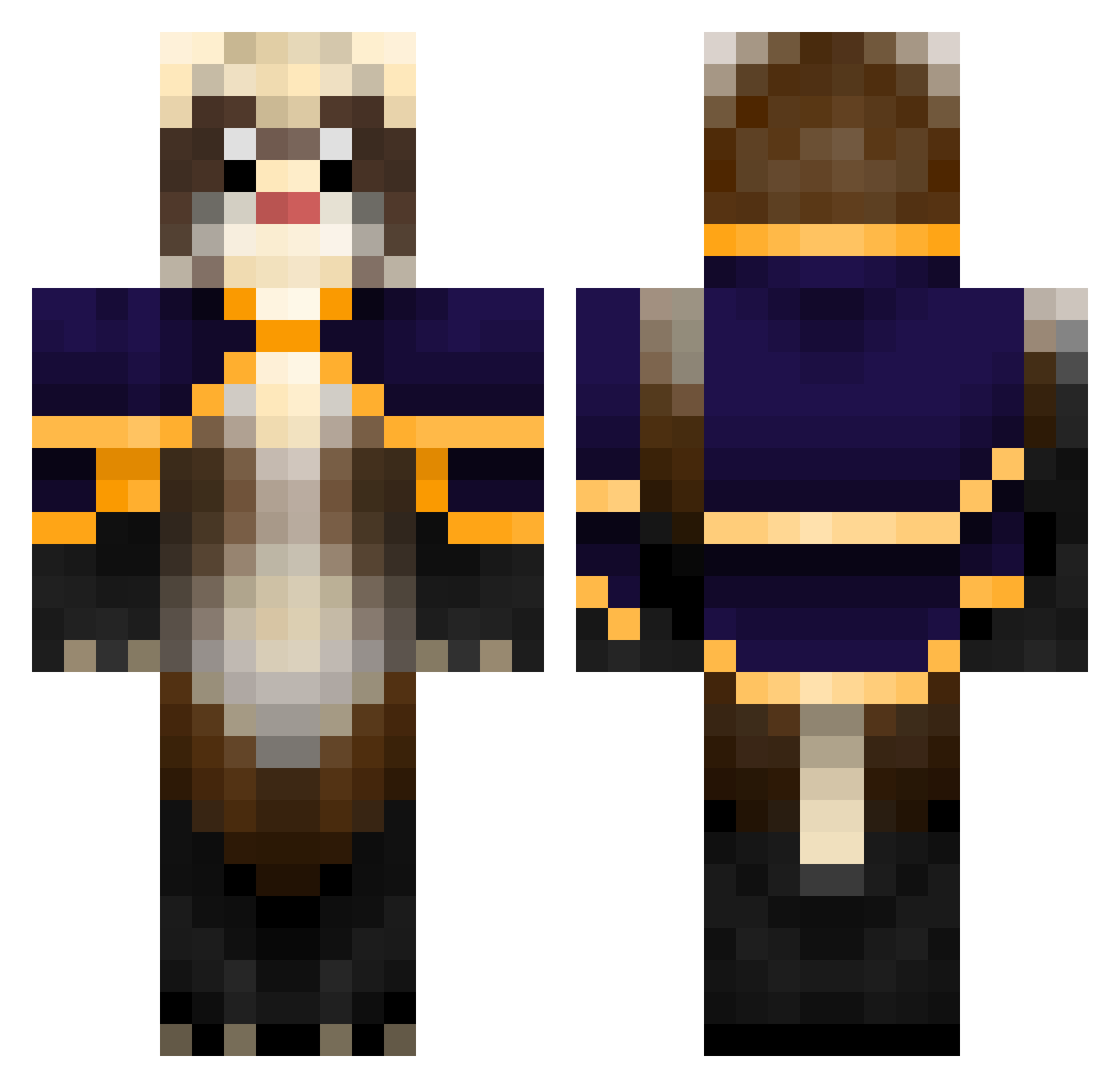 Melanochroi Minecraft skin, front and back view