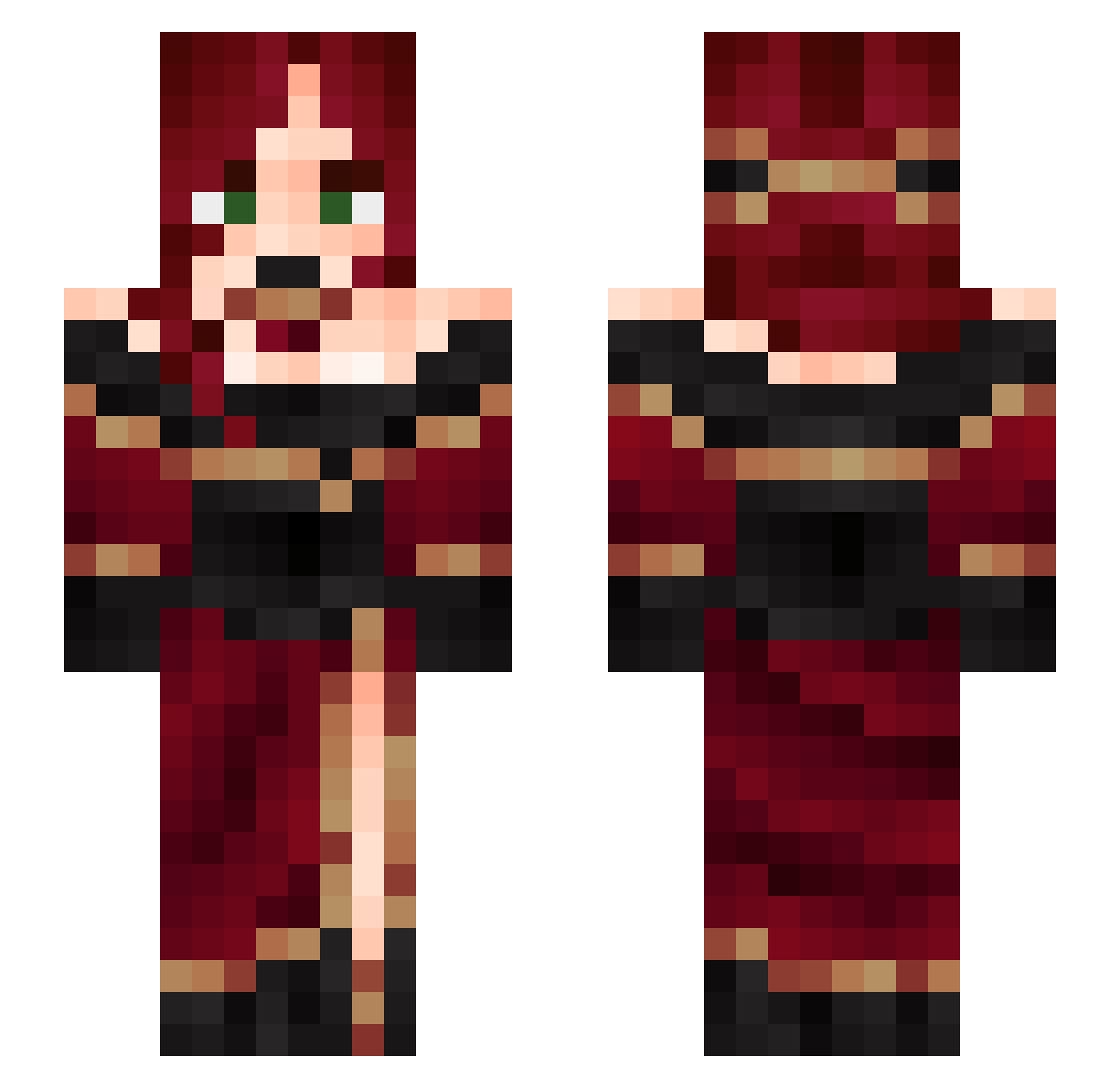 Femmasss Minecraft skin, front and back view