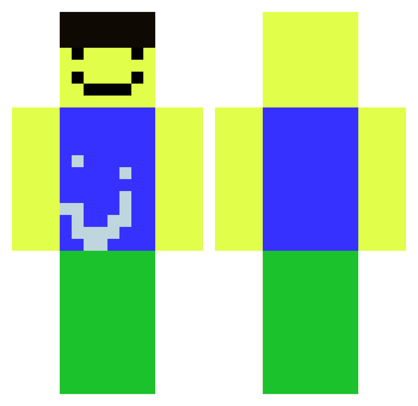 edbed Minecraft skin, front and back view