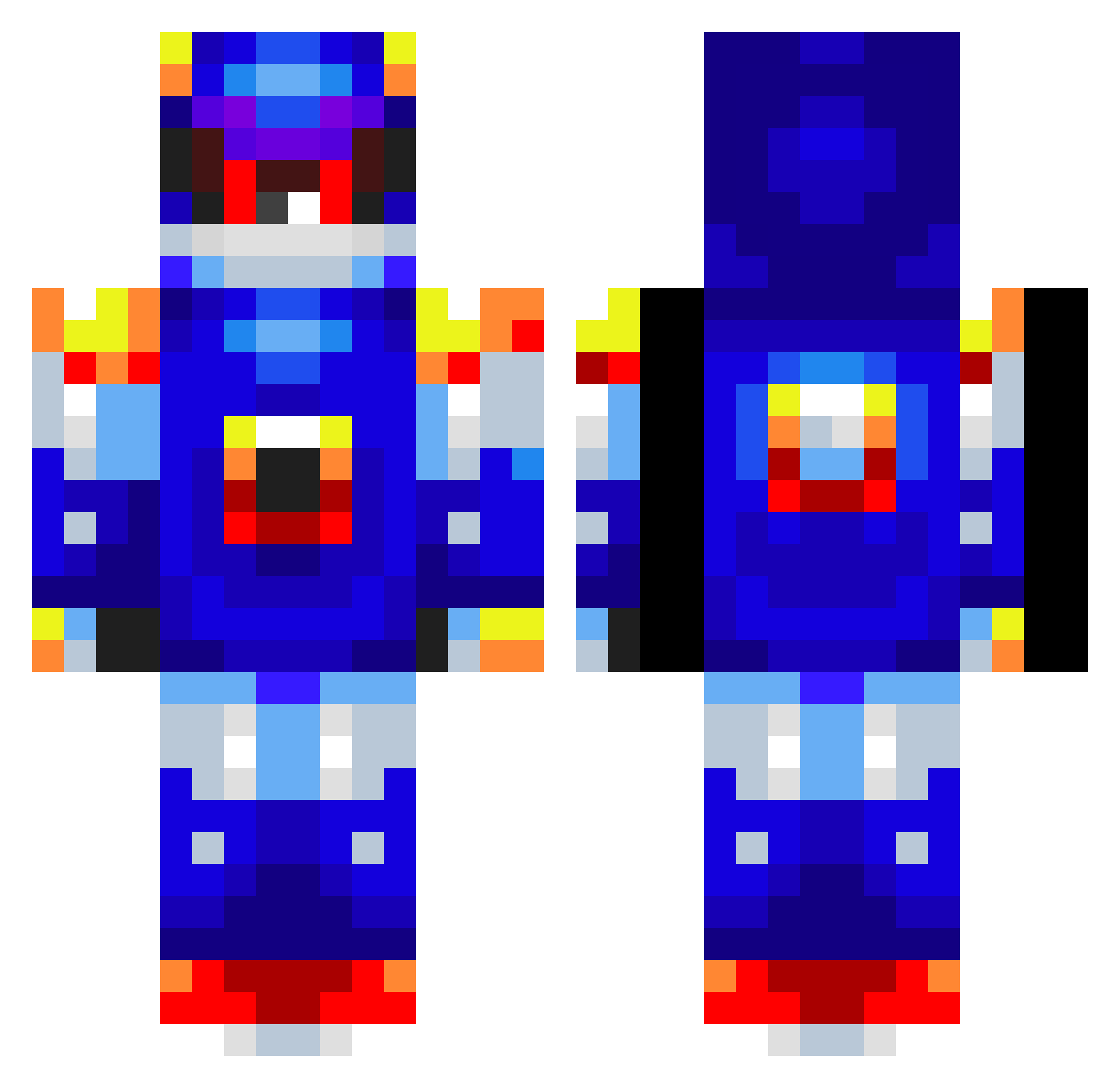 Super_Zilla Minecraft skin, front and back view
