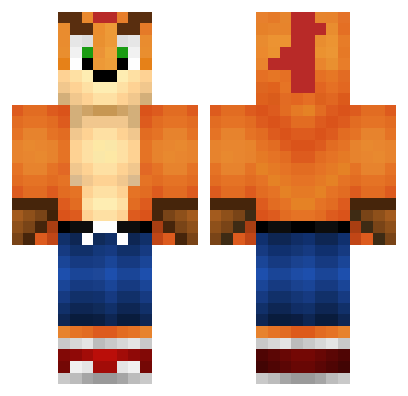 Gaxaa Minecraft skin, front and back view