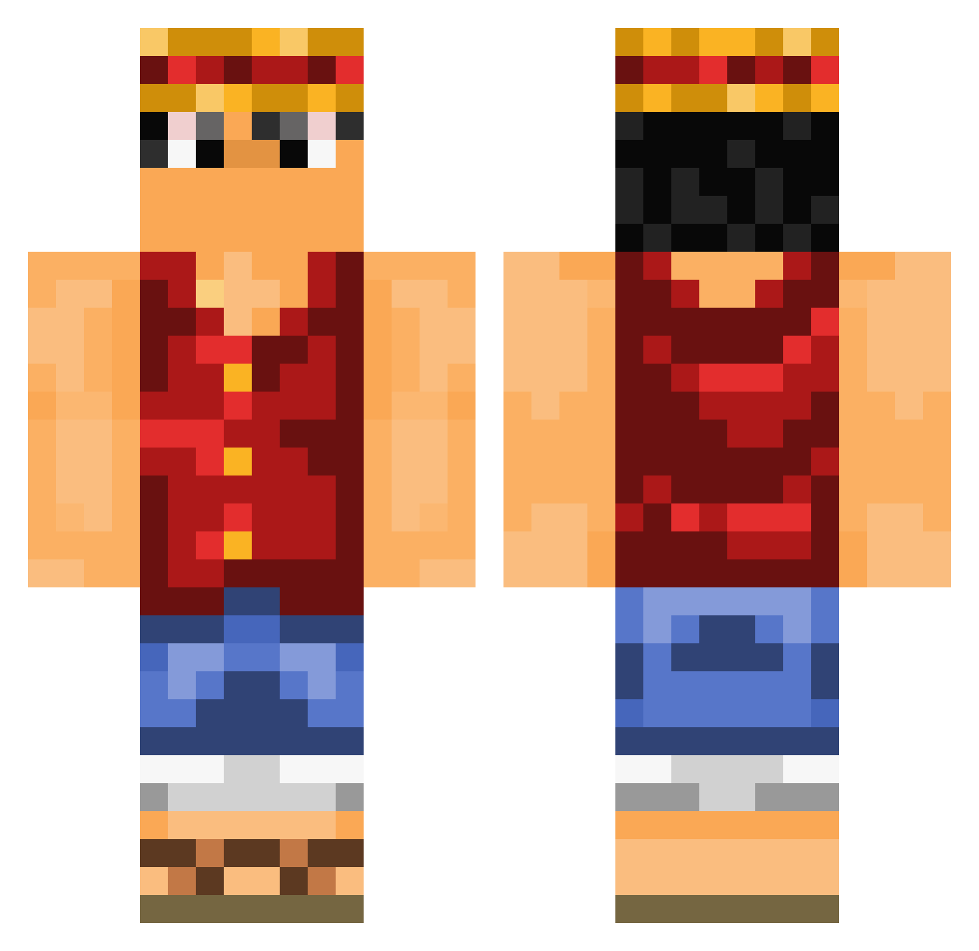 Streuselkuchen Minecraft skin, front and back view