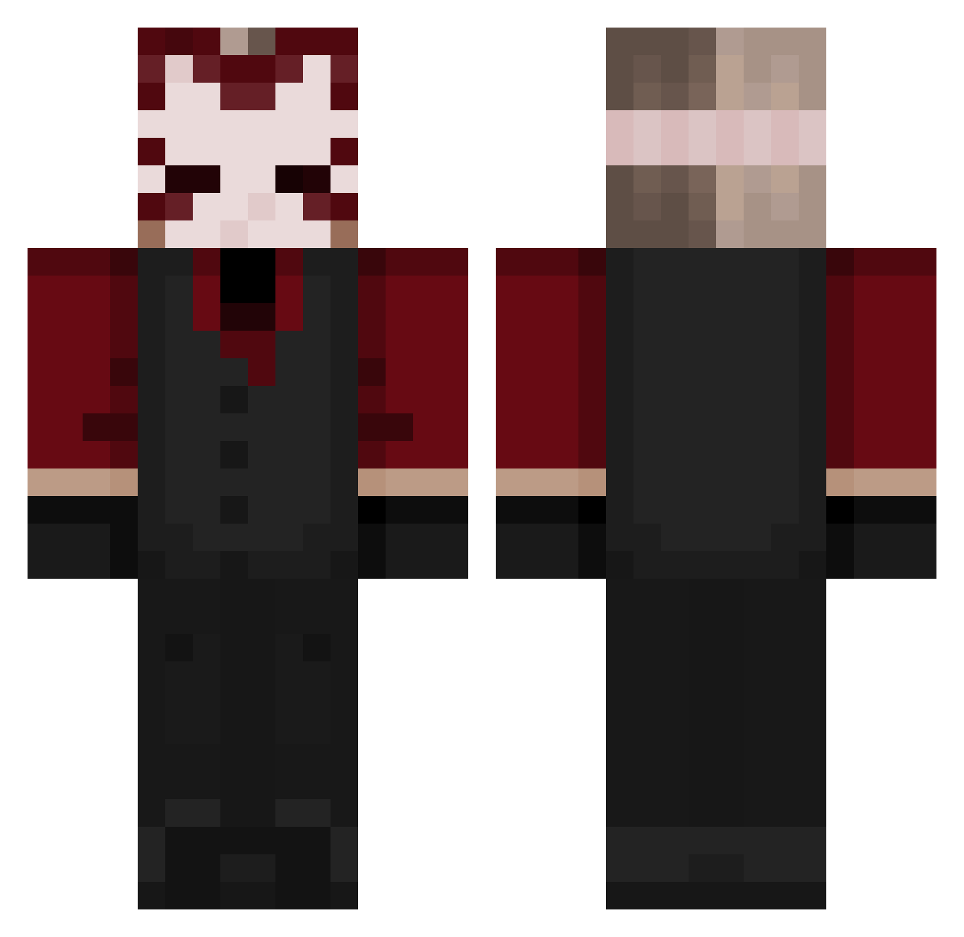 TheCrow3000 Minecraft skin, front and back view