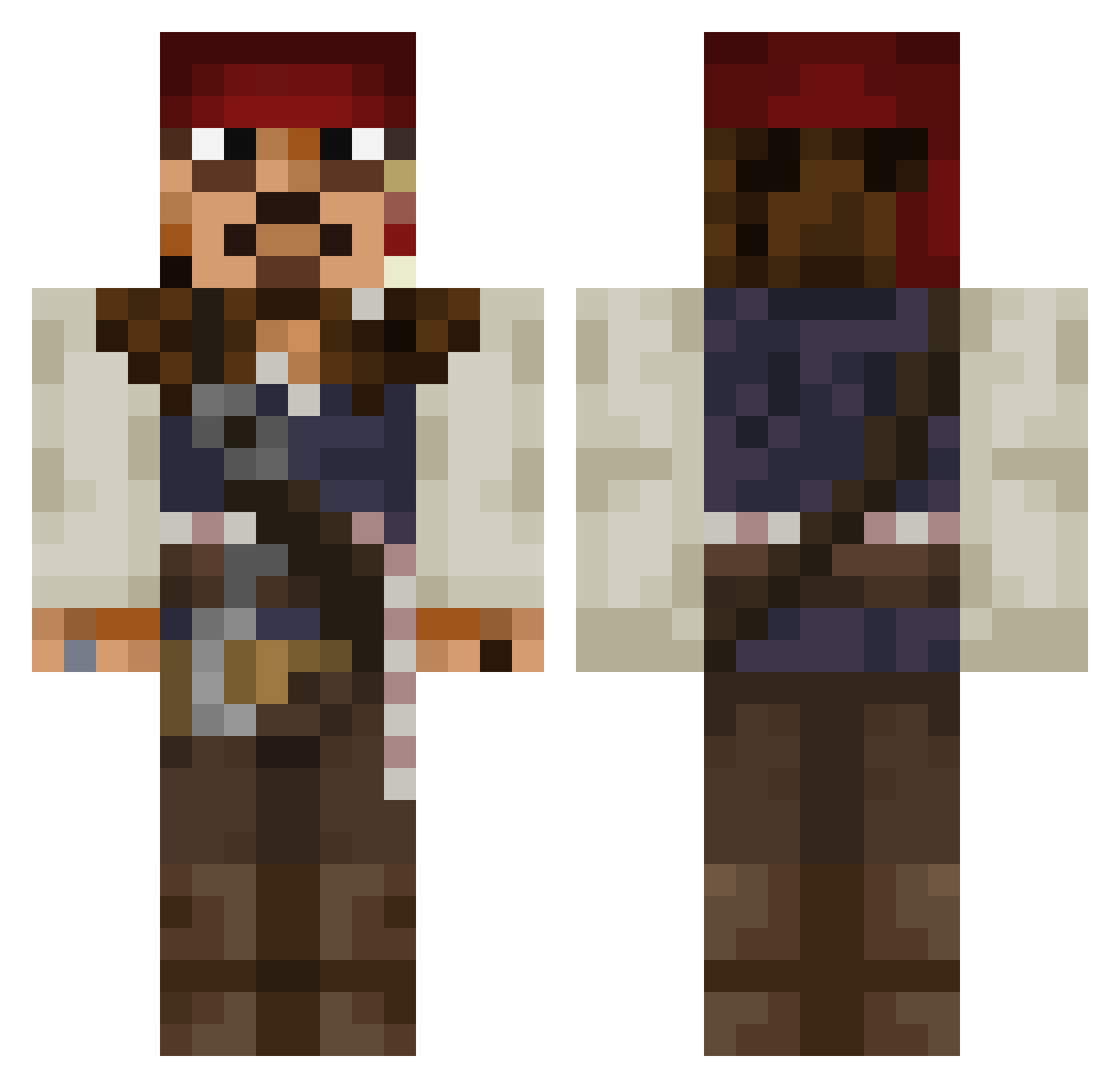 SlicedJuice Minecraft skin, front and back view