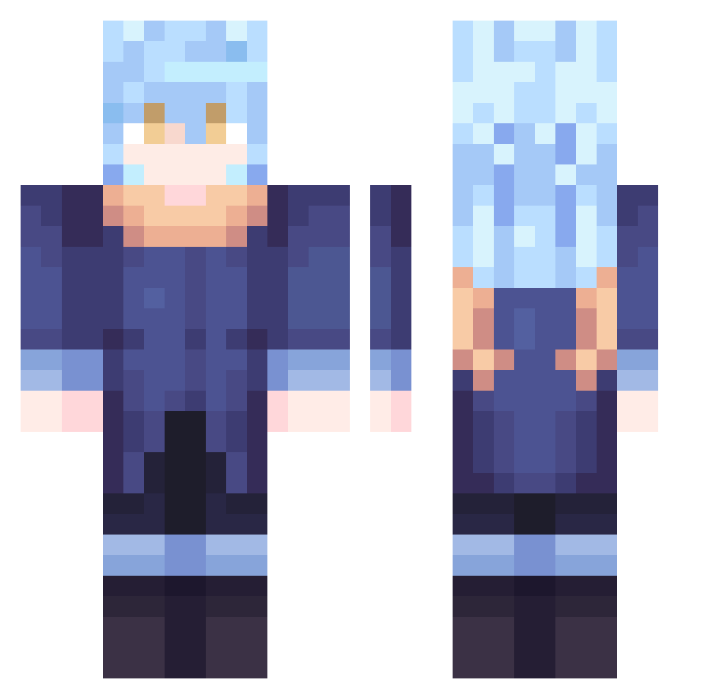 Veterous Minecraft skin, front and back view