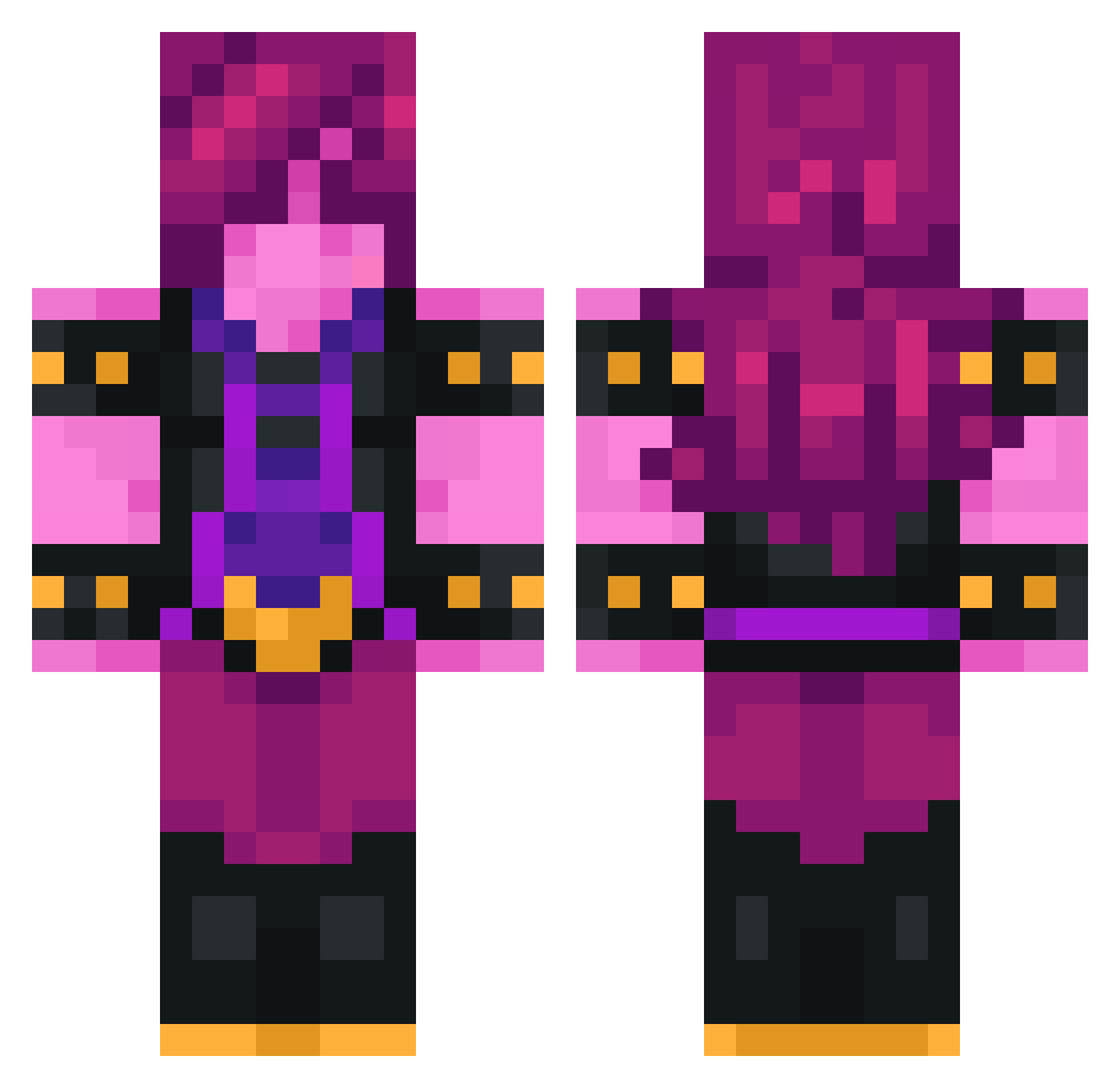 JetJagga Minecraft skin, front and back view