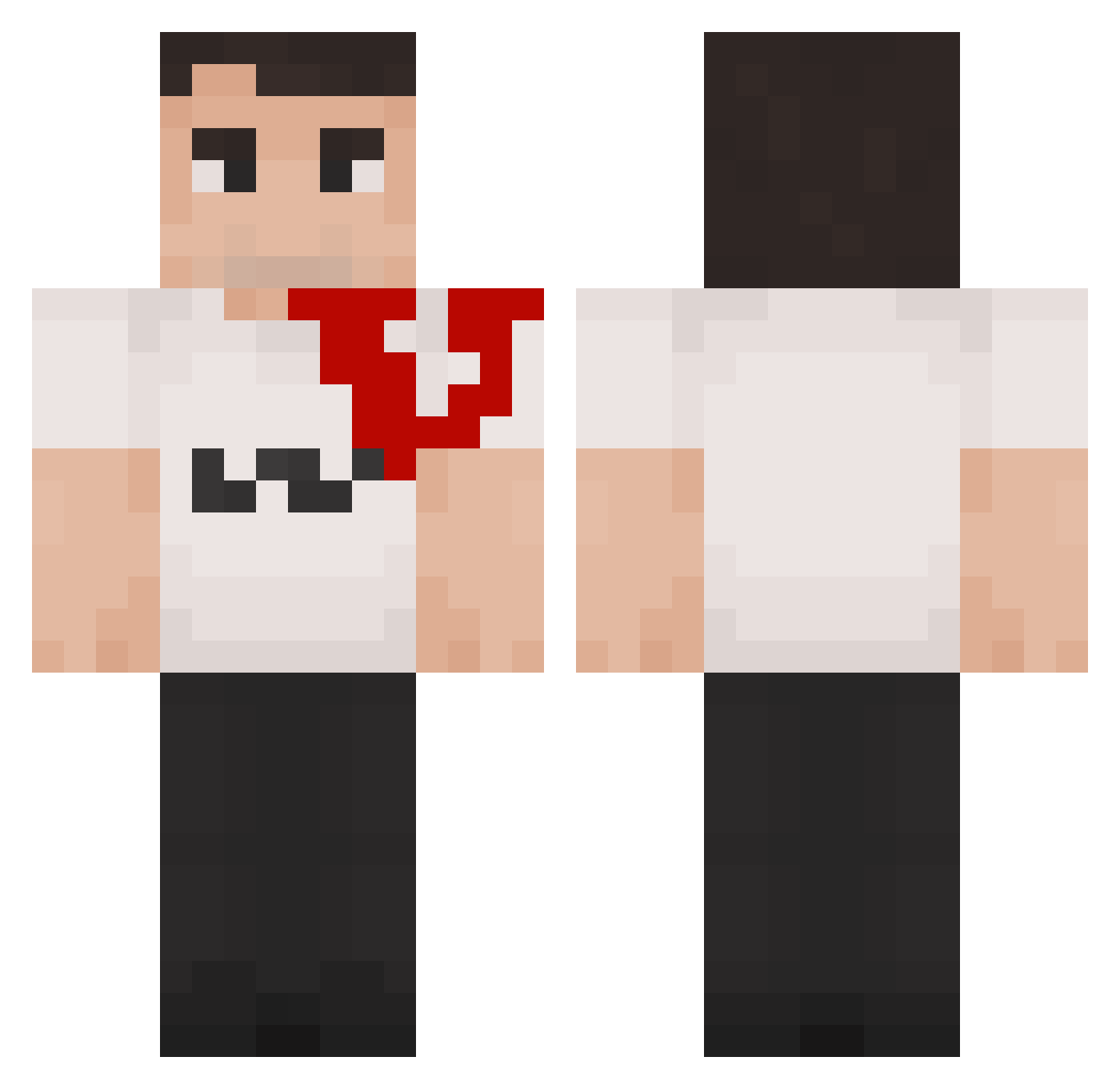 Doggymandoogyman Minecraft skin, front and back view
