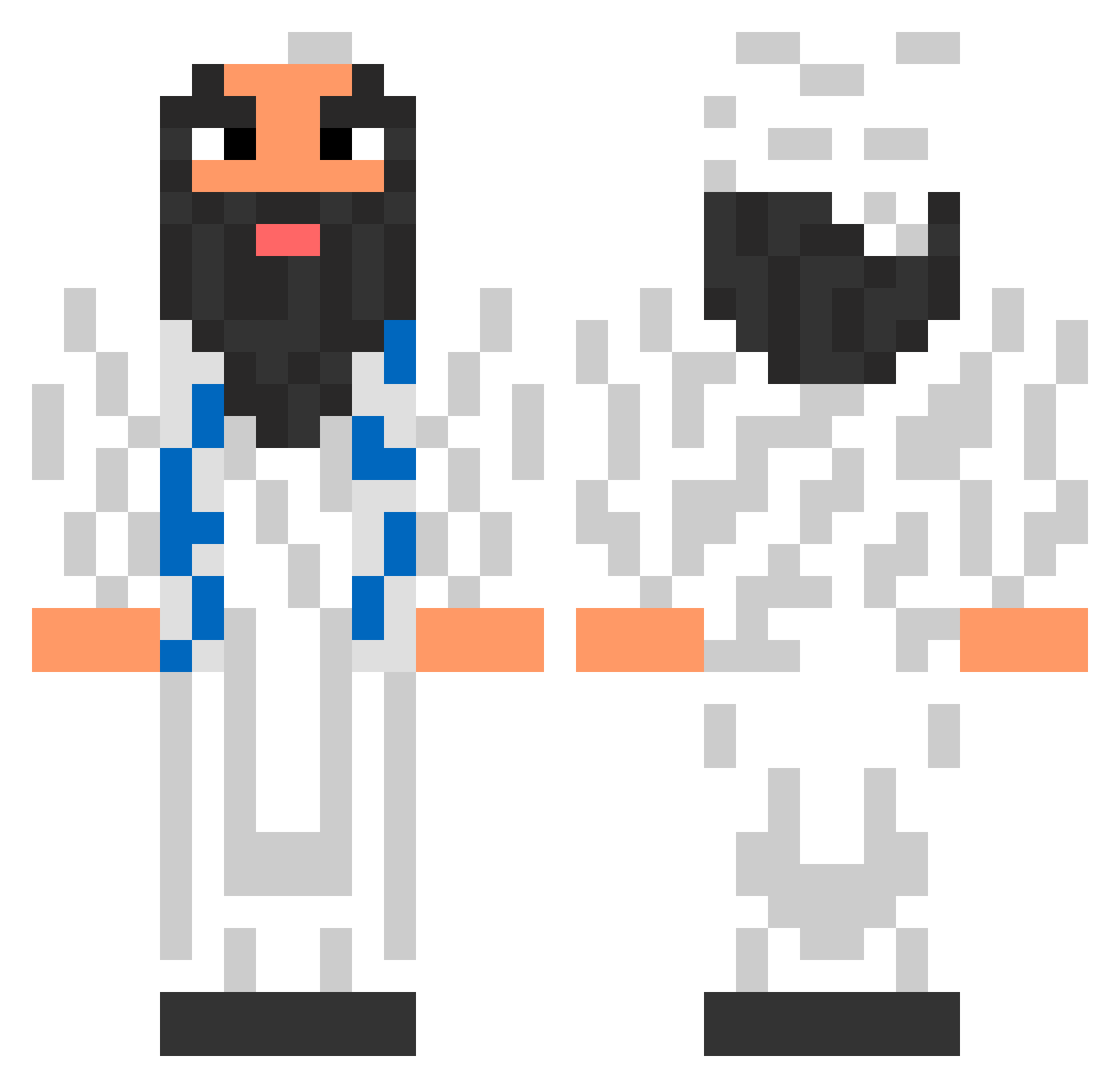 plaster123 Minecraft skin, front and back view