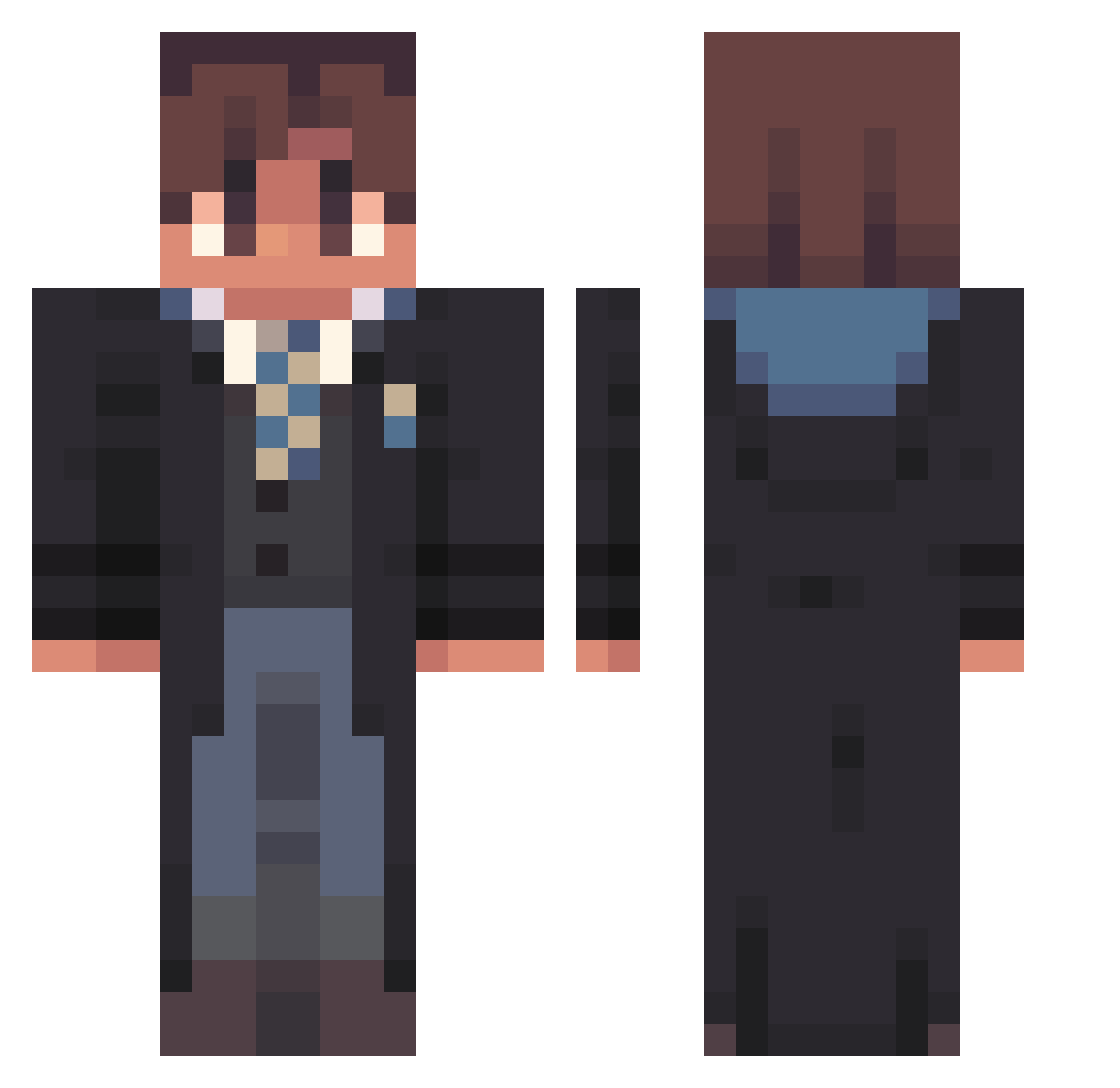Keebler2 Minecraft skin, front and back view